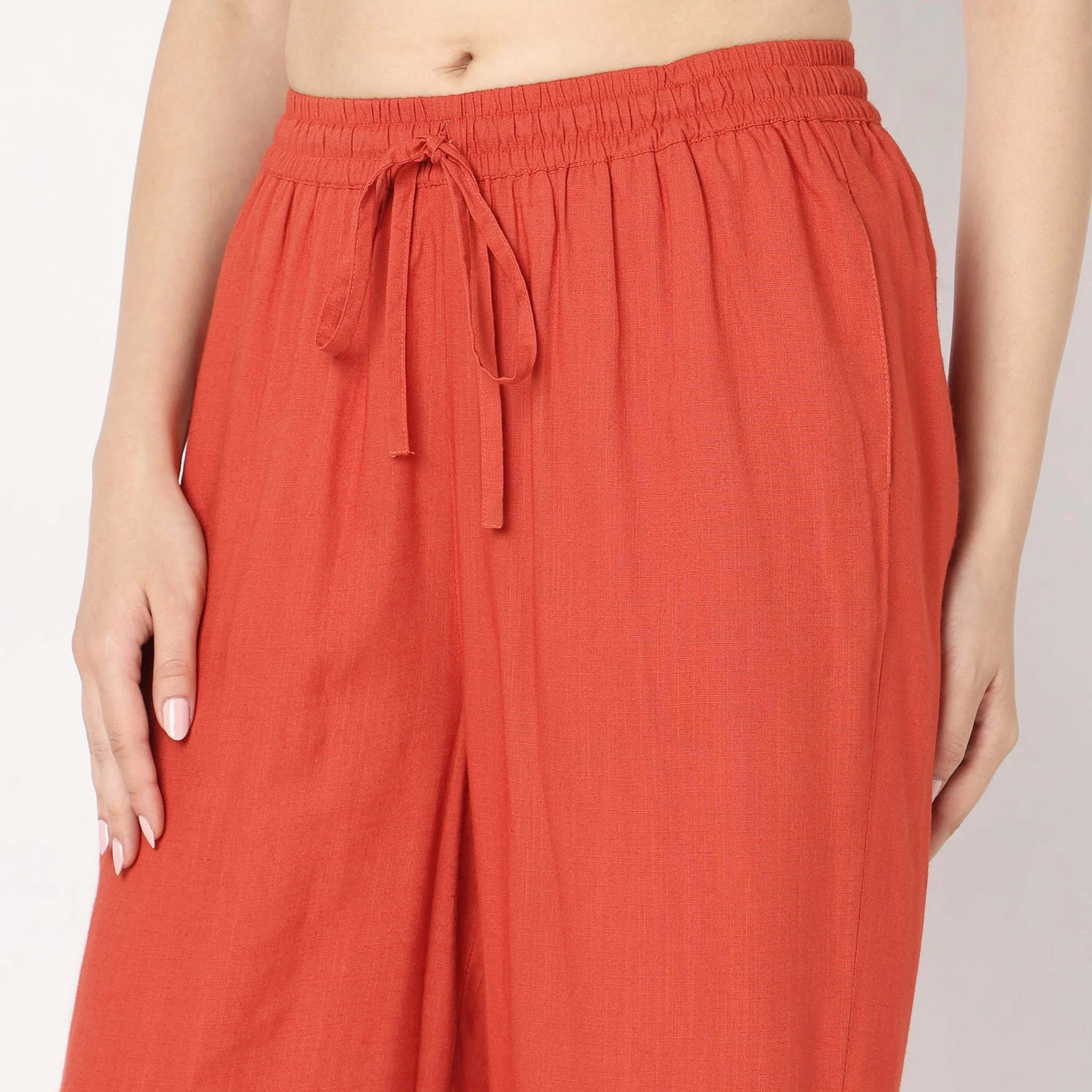 Flare Fit Solid High Rise Palazzos - Image 4