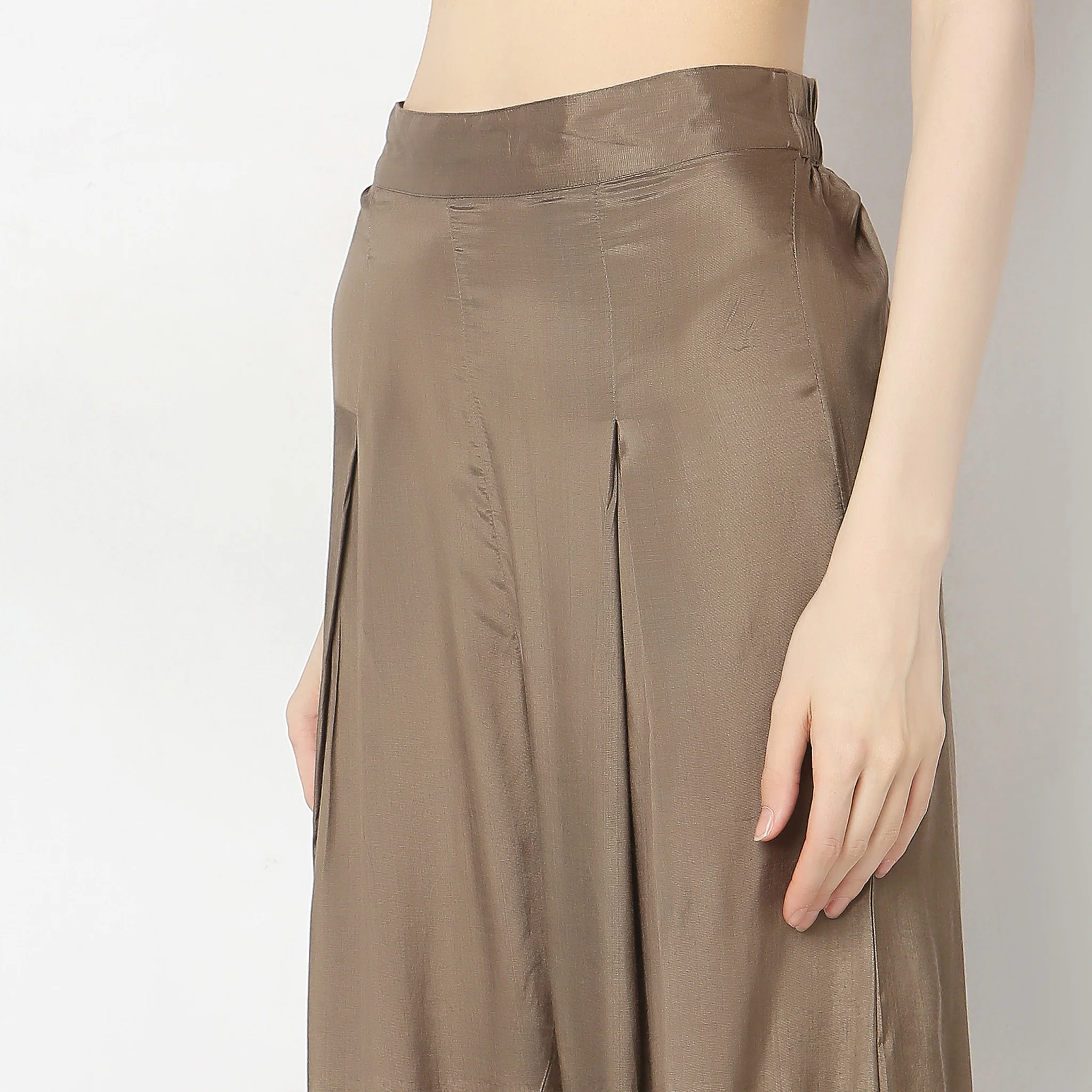 Flare Fit Solid High Rise Palazzos - Image 4