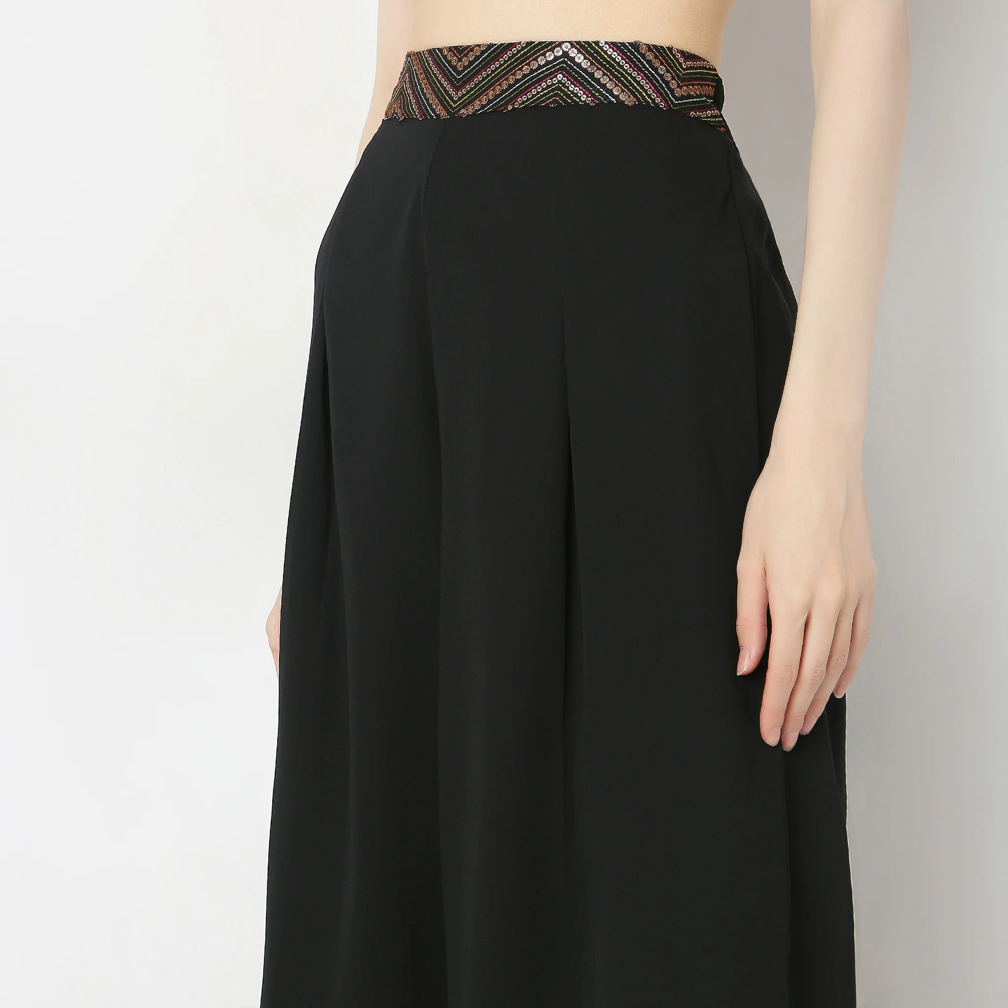 Flare Fit Solid High Rise Palazzos - Image 4