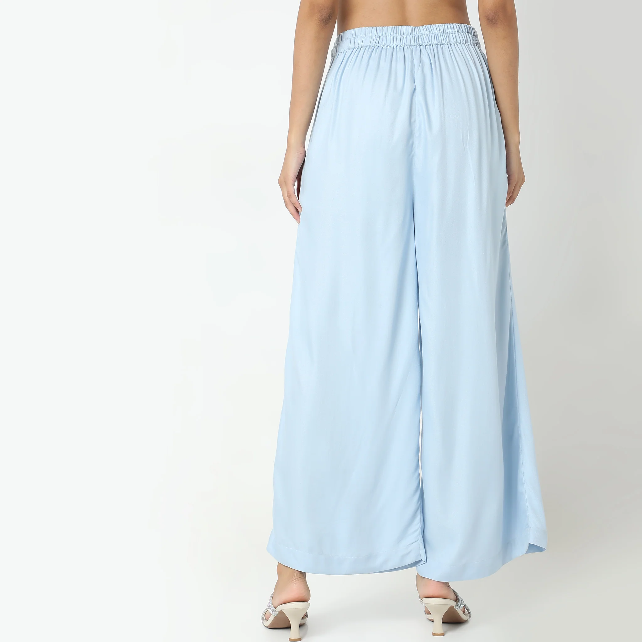 Flare Fit Solid High Rise Pants - Image 3