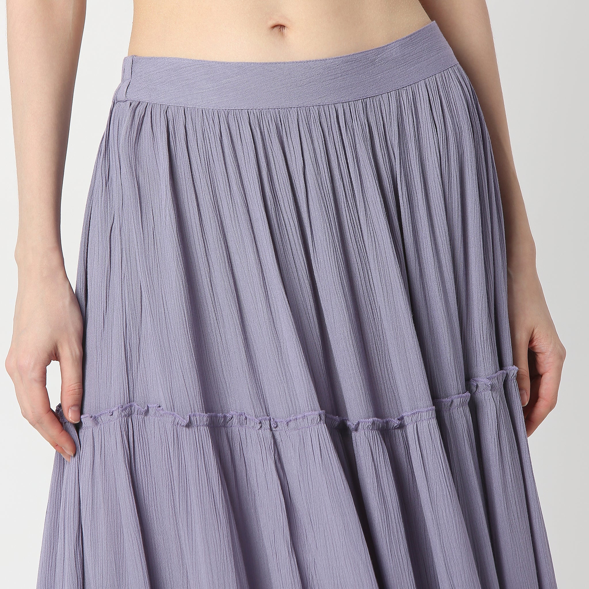 Flare Fit Solid Full Length A-Line Ethnic High Rise Skirt - Image 4