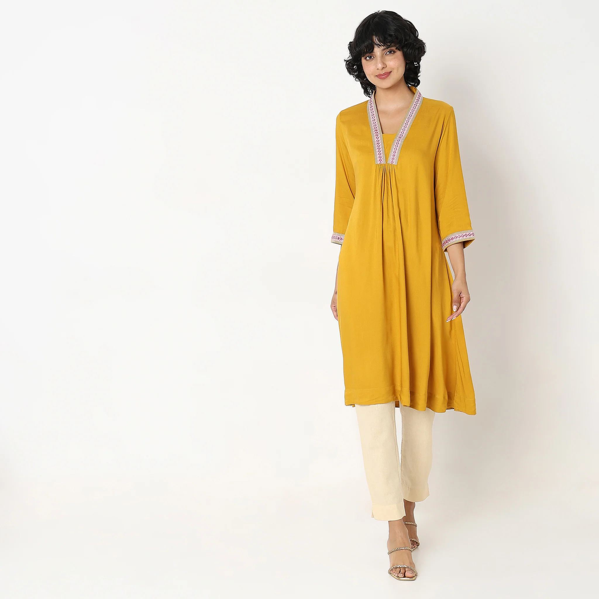 Flare Fit Solid Kurta - Image 2