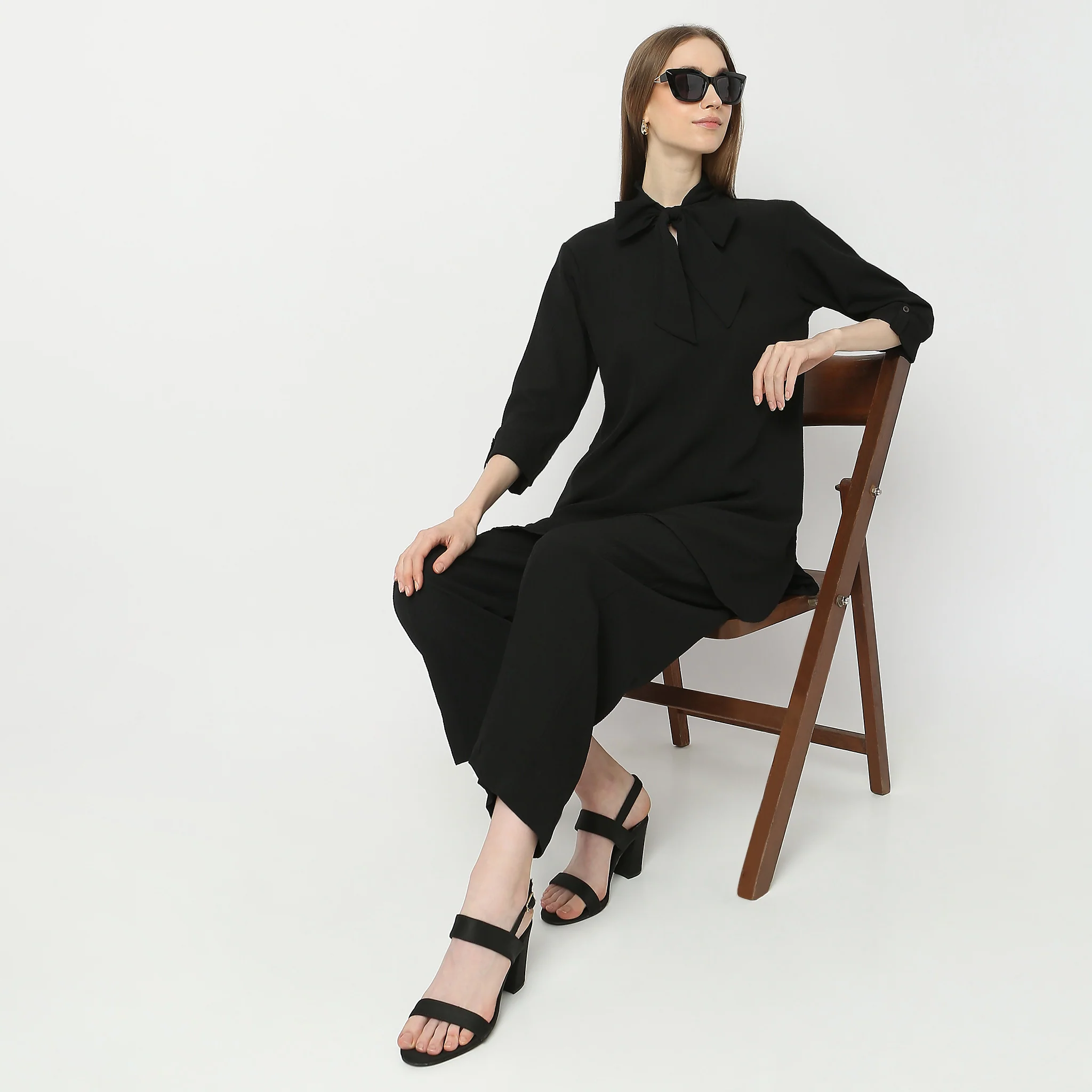 Flare Fit Solid Kurta With Pant Set