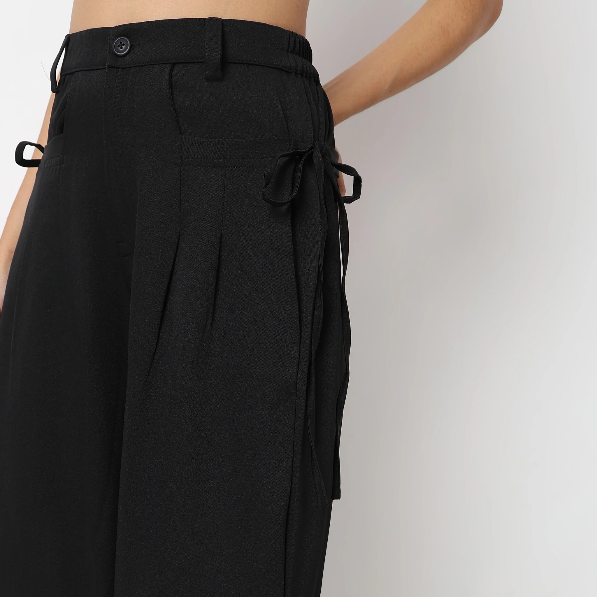 Flare Fit Solid Mid Rise Pants - Image 4