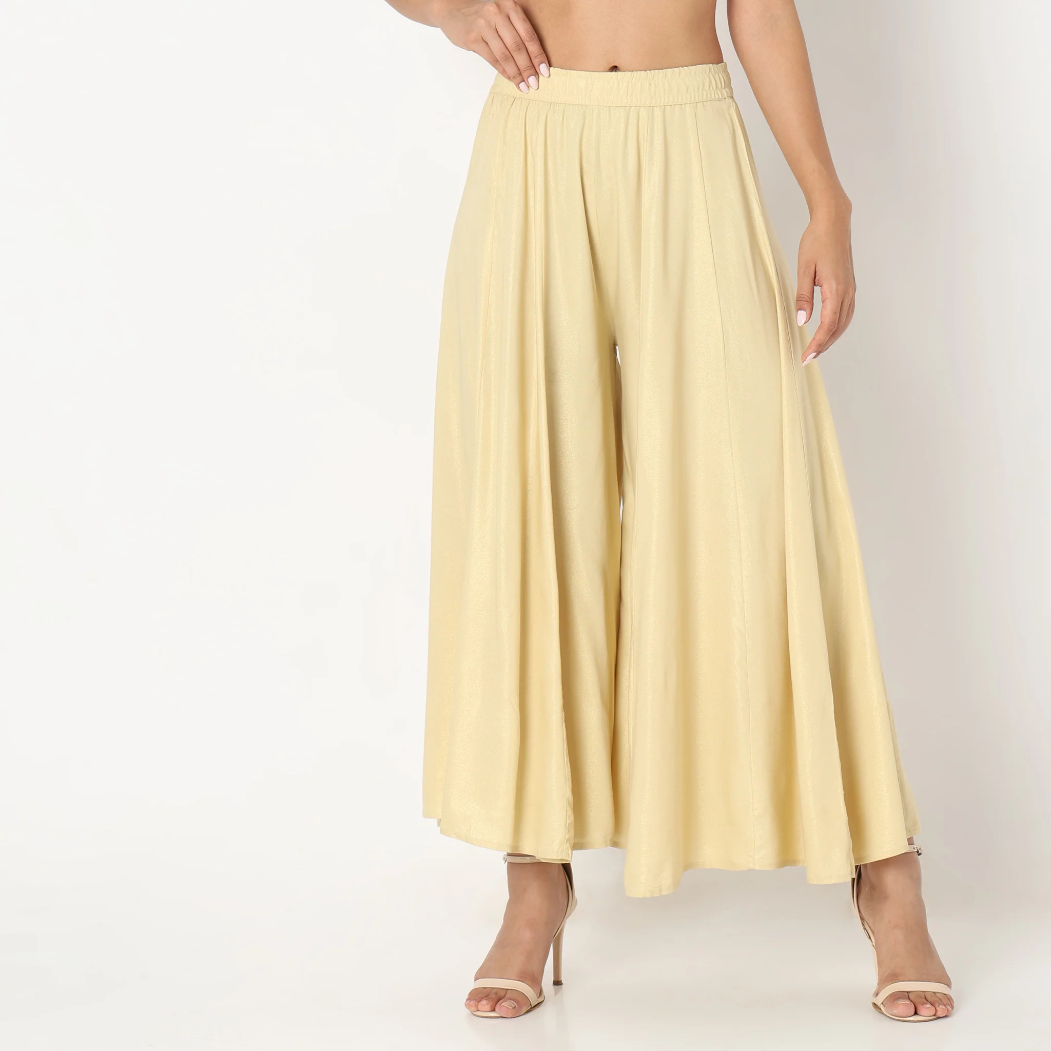 Flare Fit Solid Pallazo - Image 2