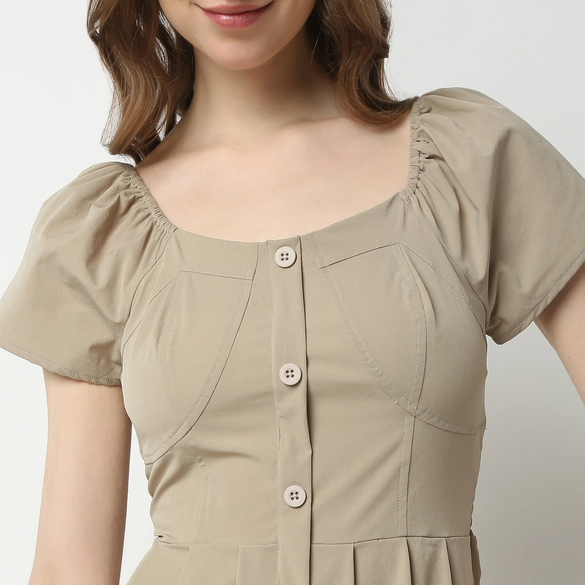 Flare Fit Short Sleeve Square Neck Calf Length Betty Dress - Image 4