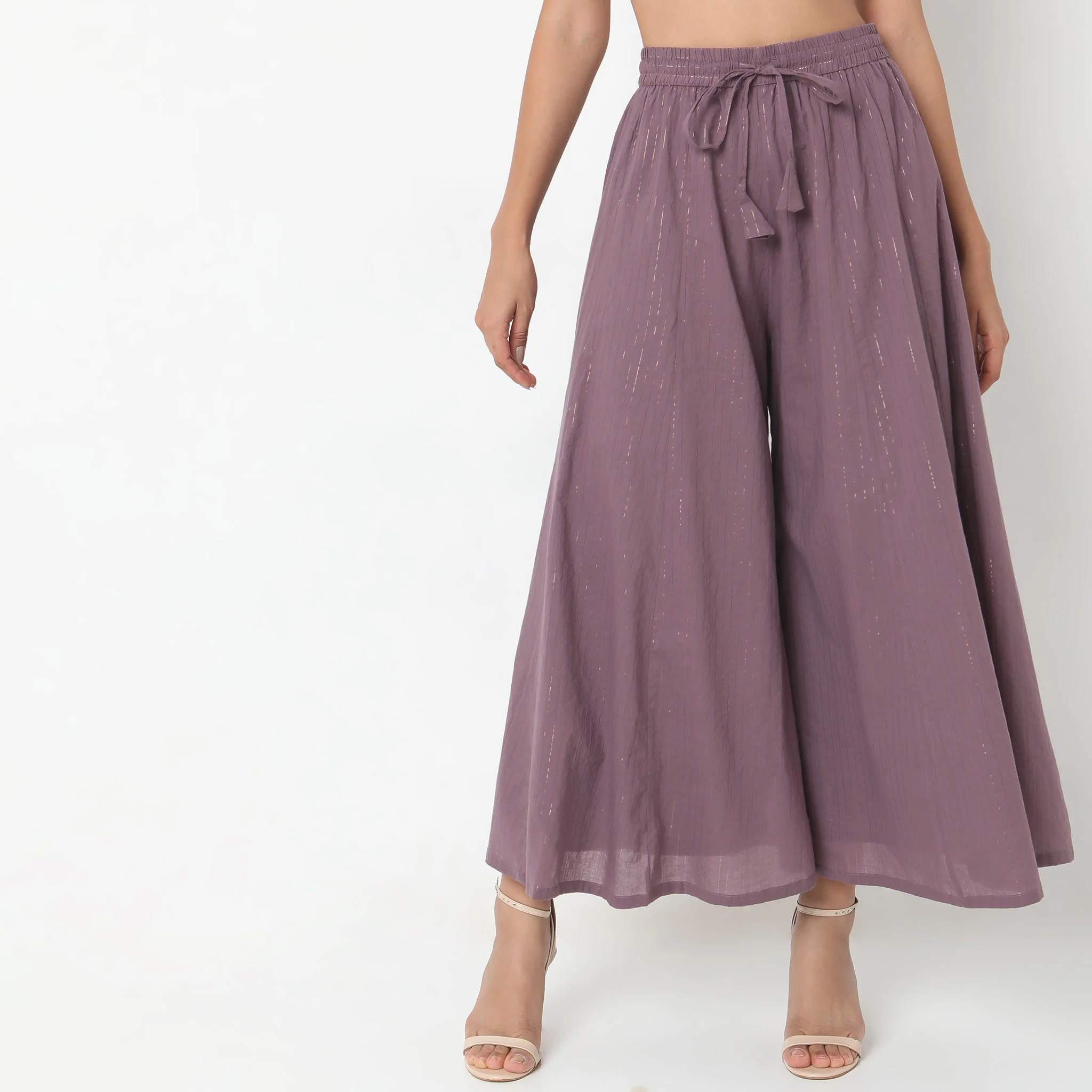 Flare Fit Striped High Rise Palazzos - Image 21