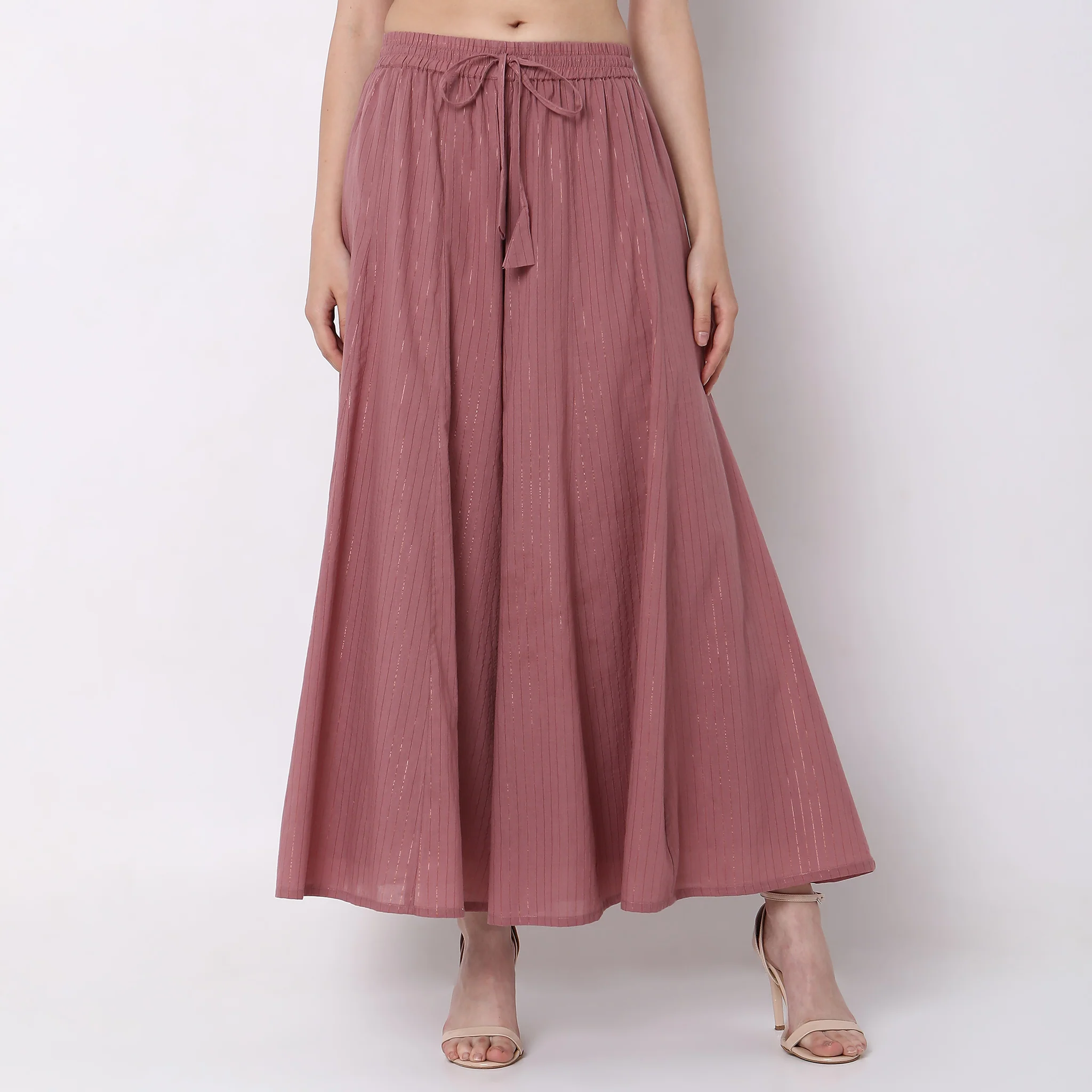 Flare Fit Striped High Rise Palazzos - Image 7