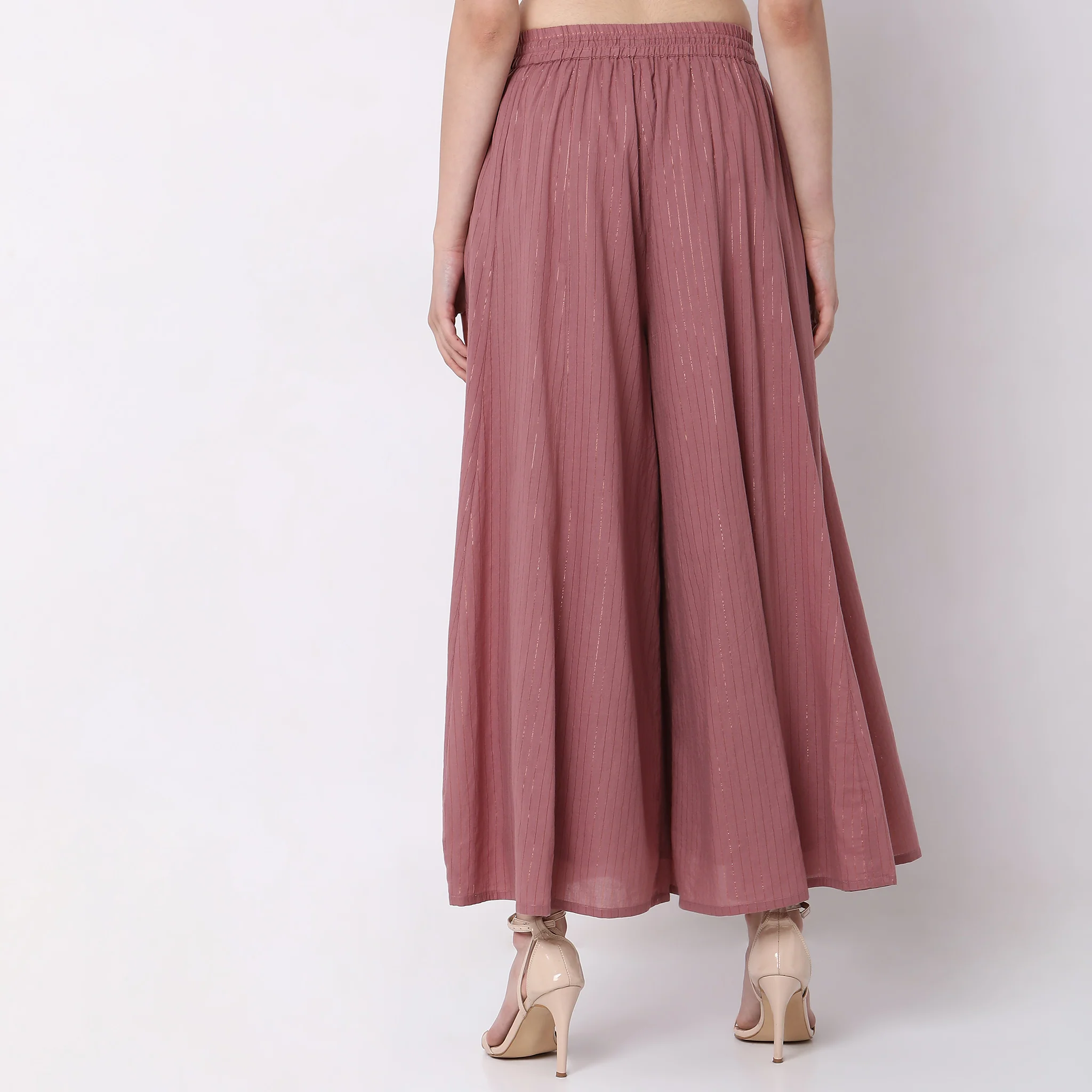 Flare Fit Striped High Rise Palazzos - Image 8