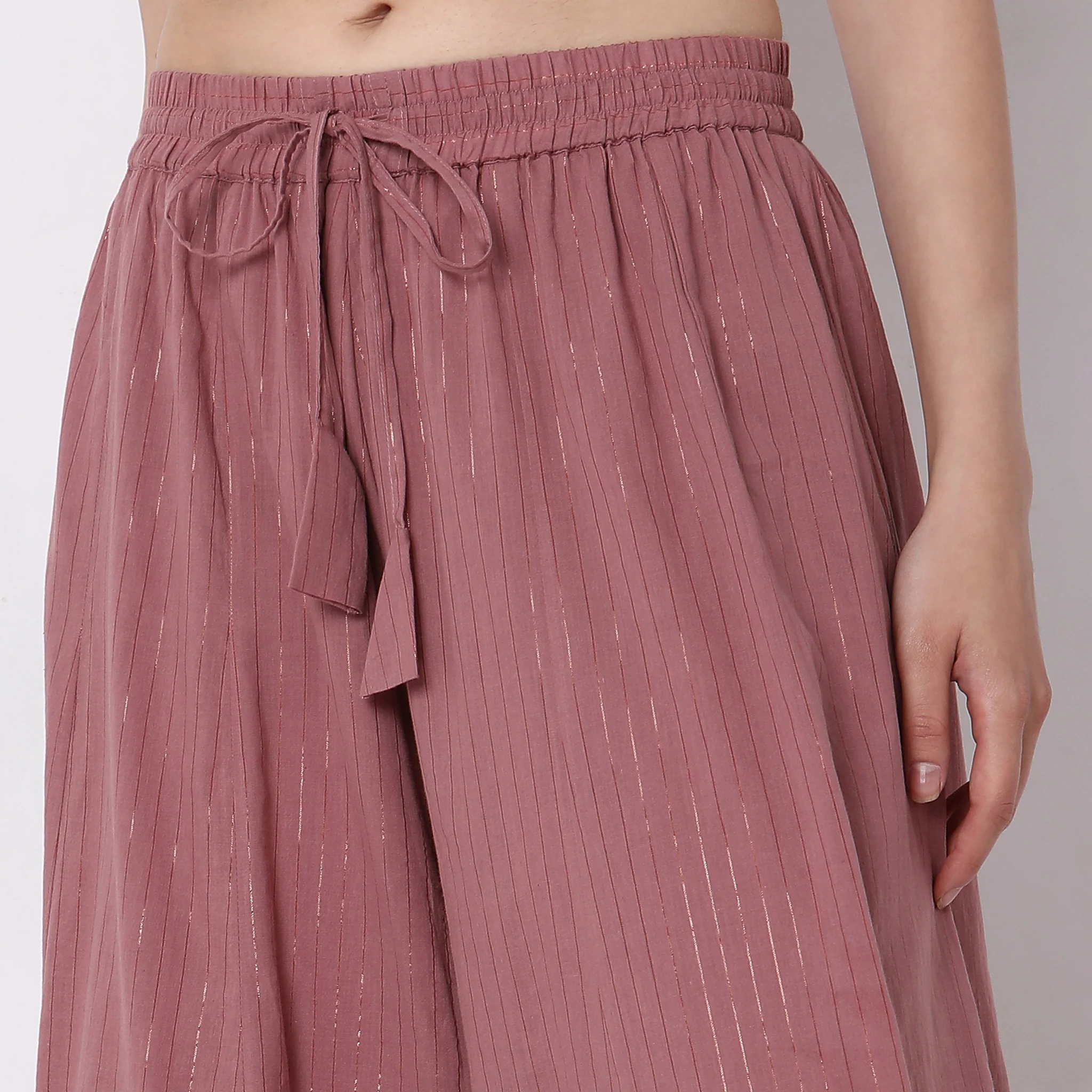 Flare Fit Striped High Rise Palazzos - Image 9