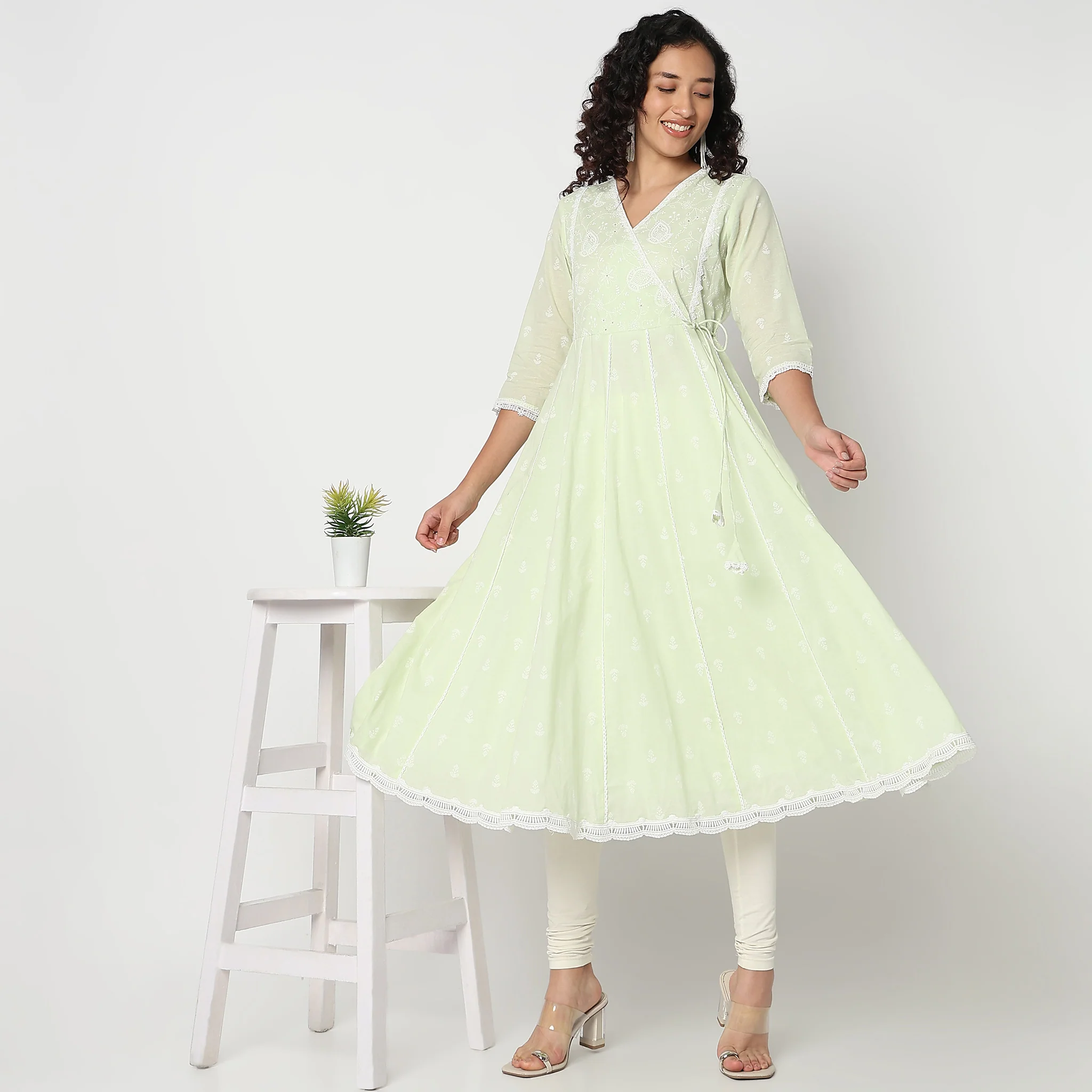 Flare Fit V-Neck Printed Kurta