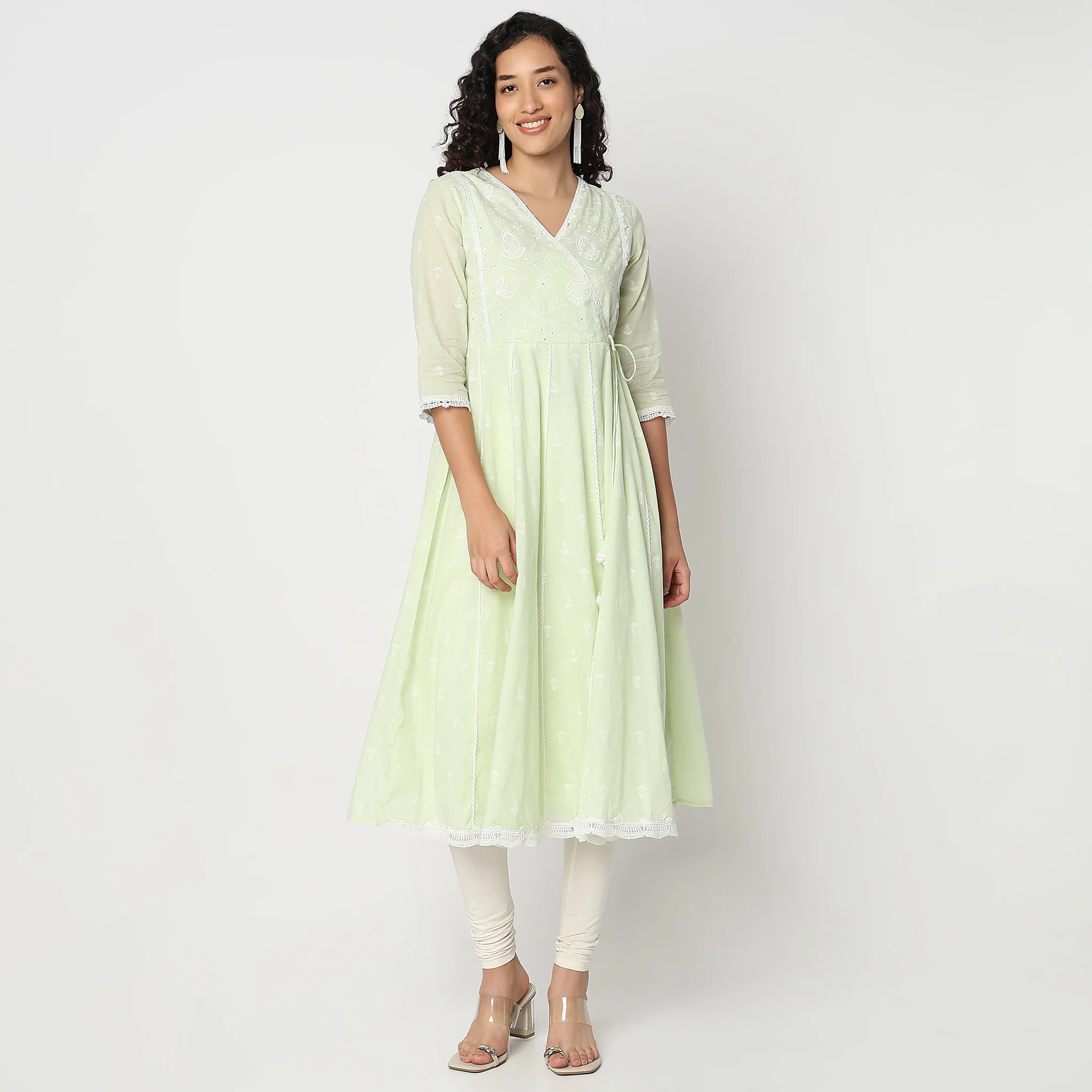 Flare Fit V-Neck Printed Kurta - Image 2