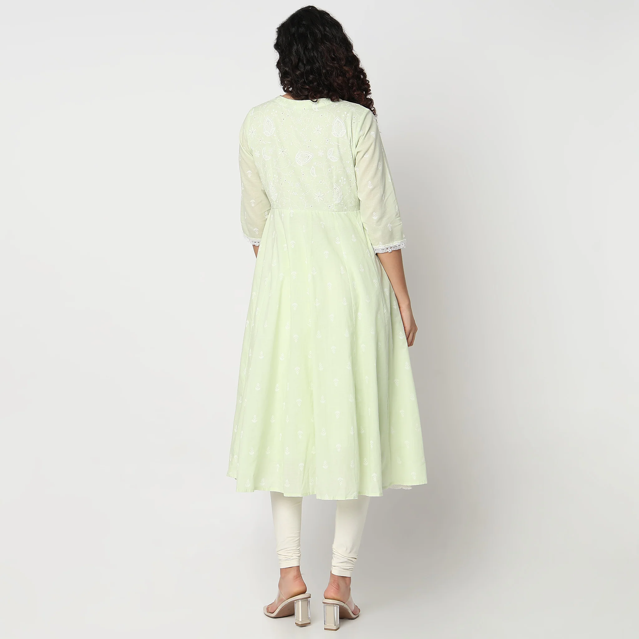 Flare Fit V-Neck Printed Kurta - Image 3