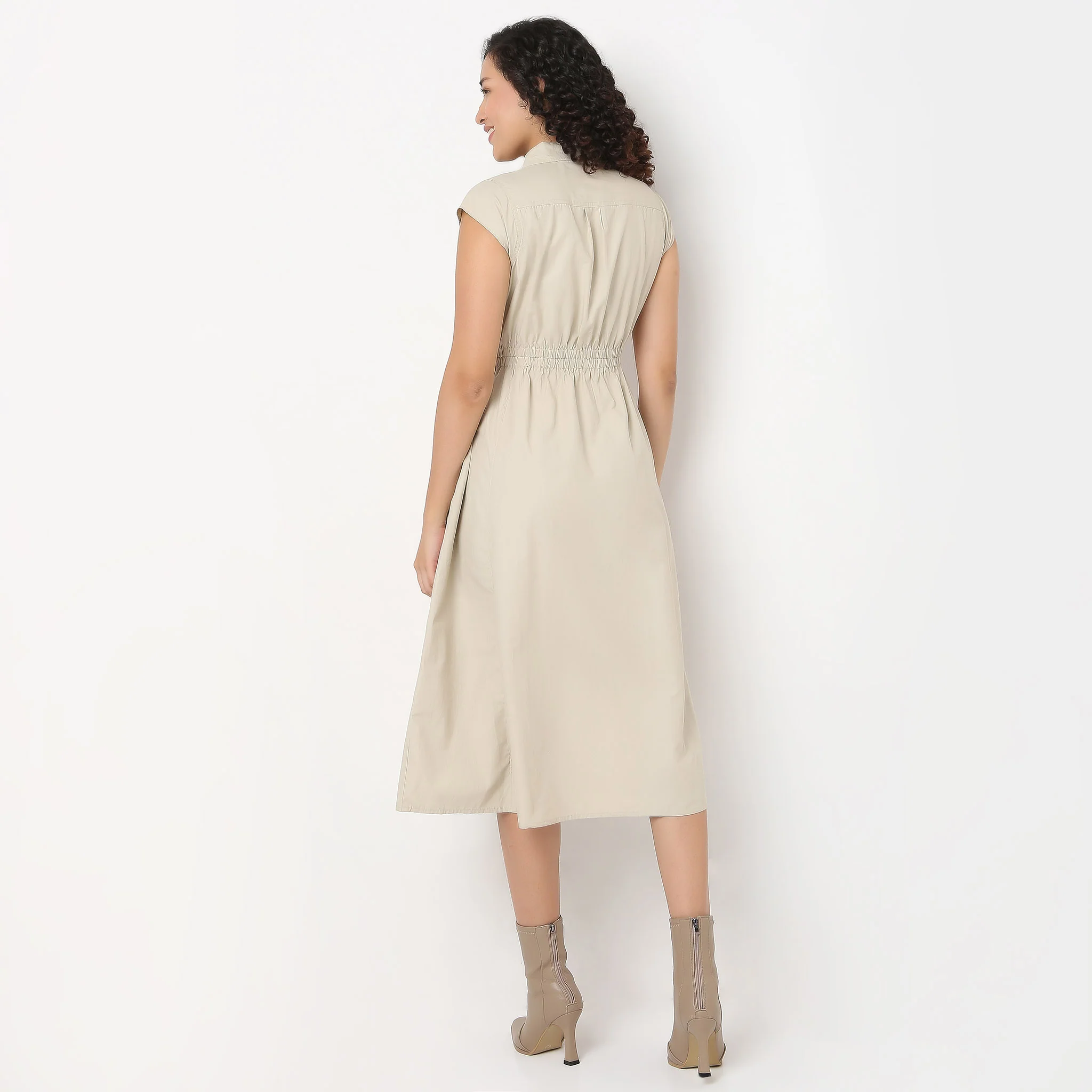 Flared Fit Shirt Collar Dress - Image 3