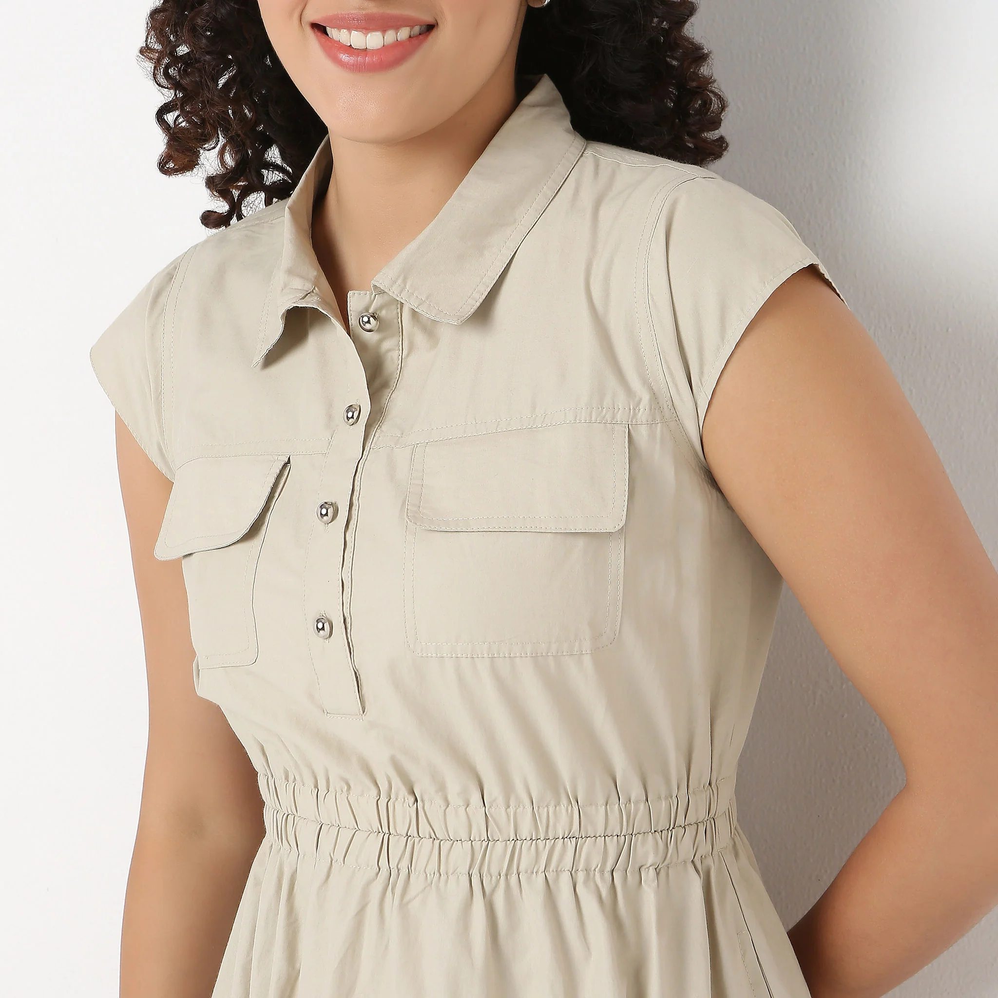 Flared Fit Shirt Collar Dress - Image 4