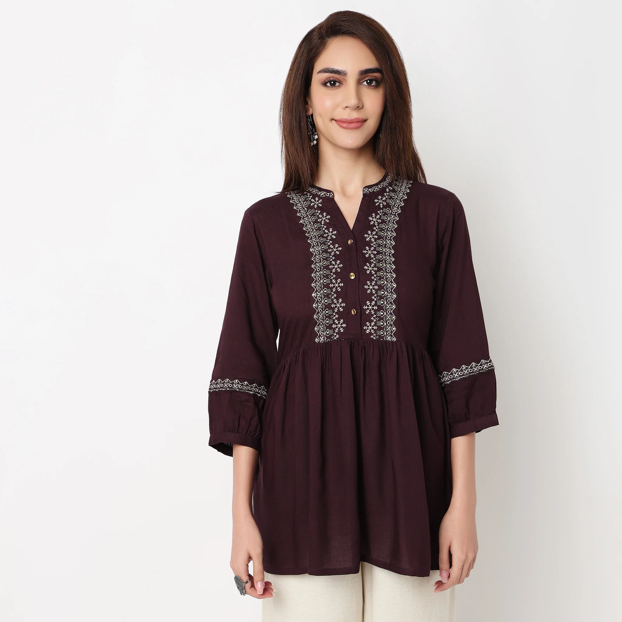 Flared Embroidered Tunic - Image 2