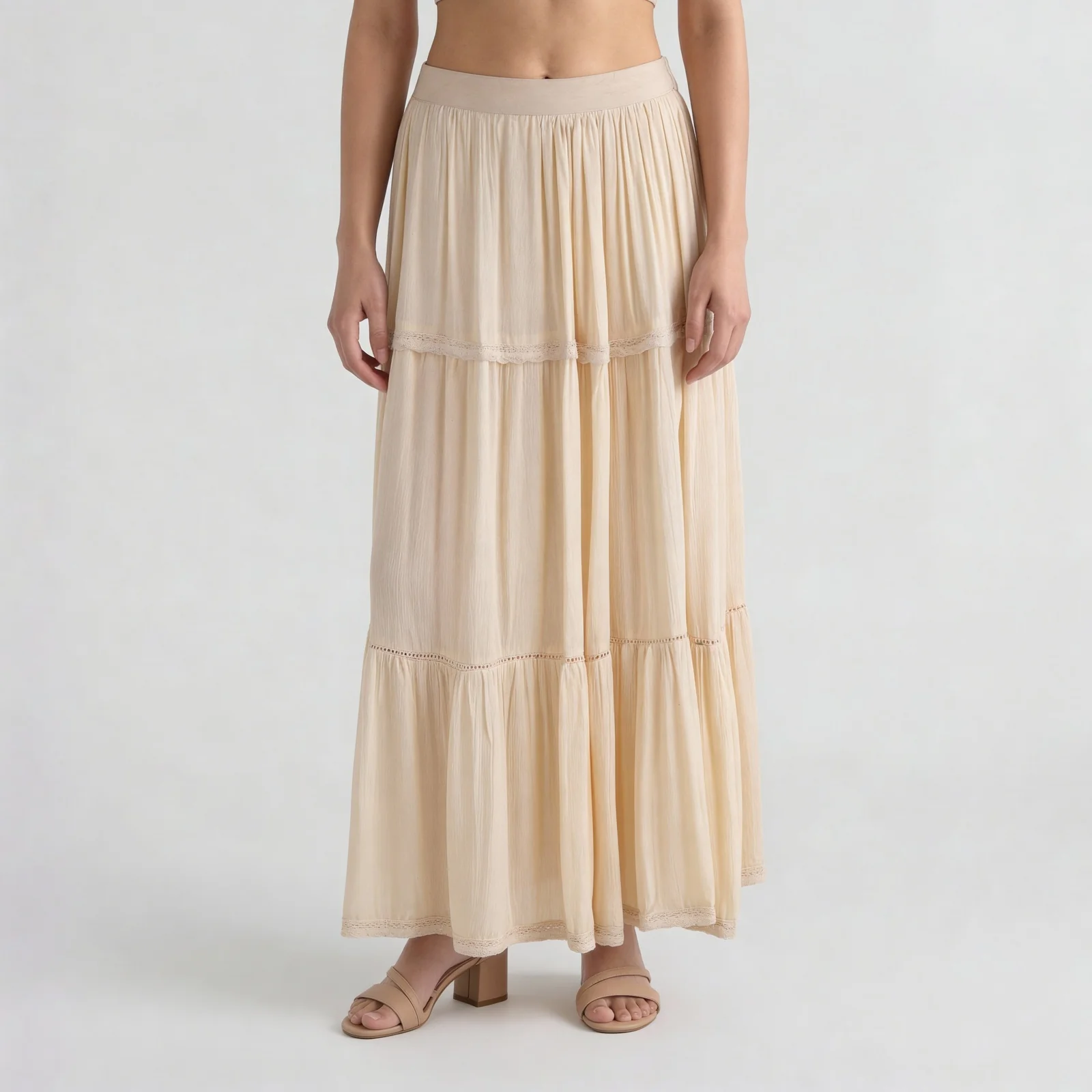 Flared High Rise Tiered Skirt - Image 2