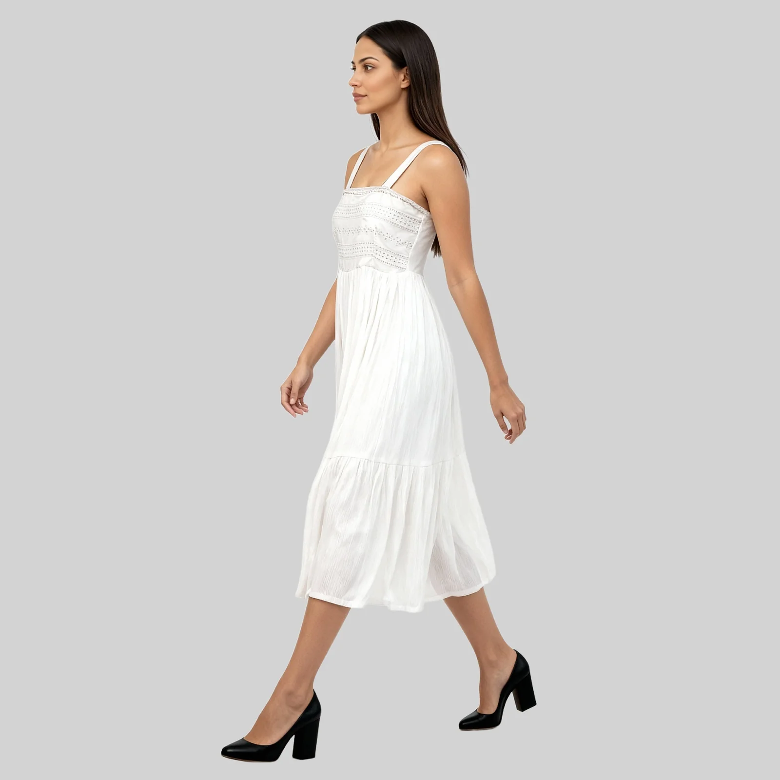 Flared Strappy Tiered Dress - Image 5