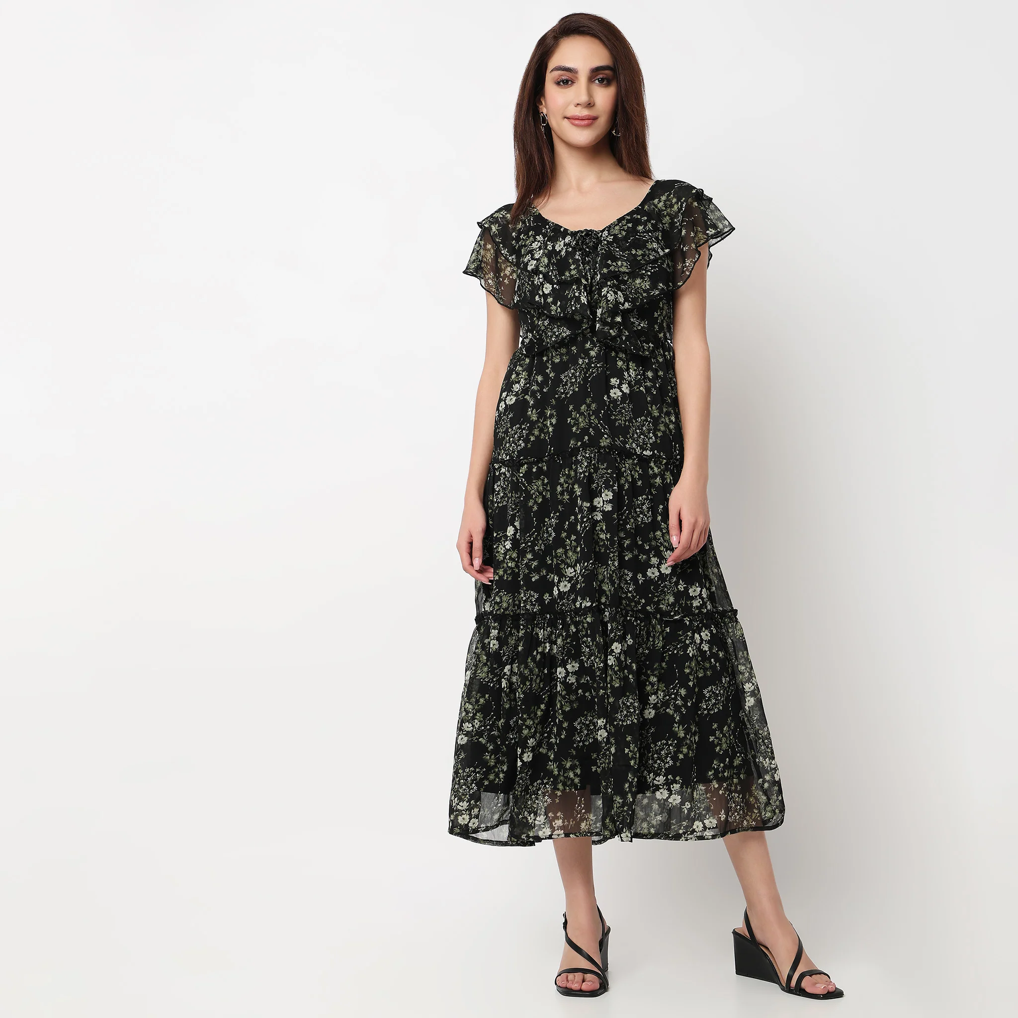 Floral Calf Length Dress - Image 2