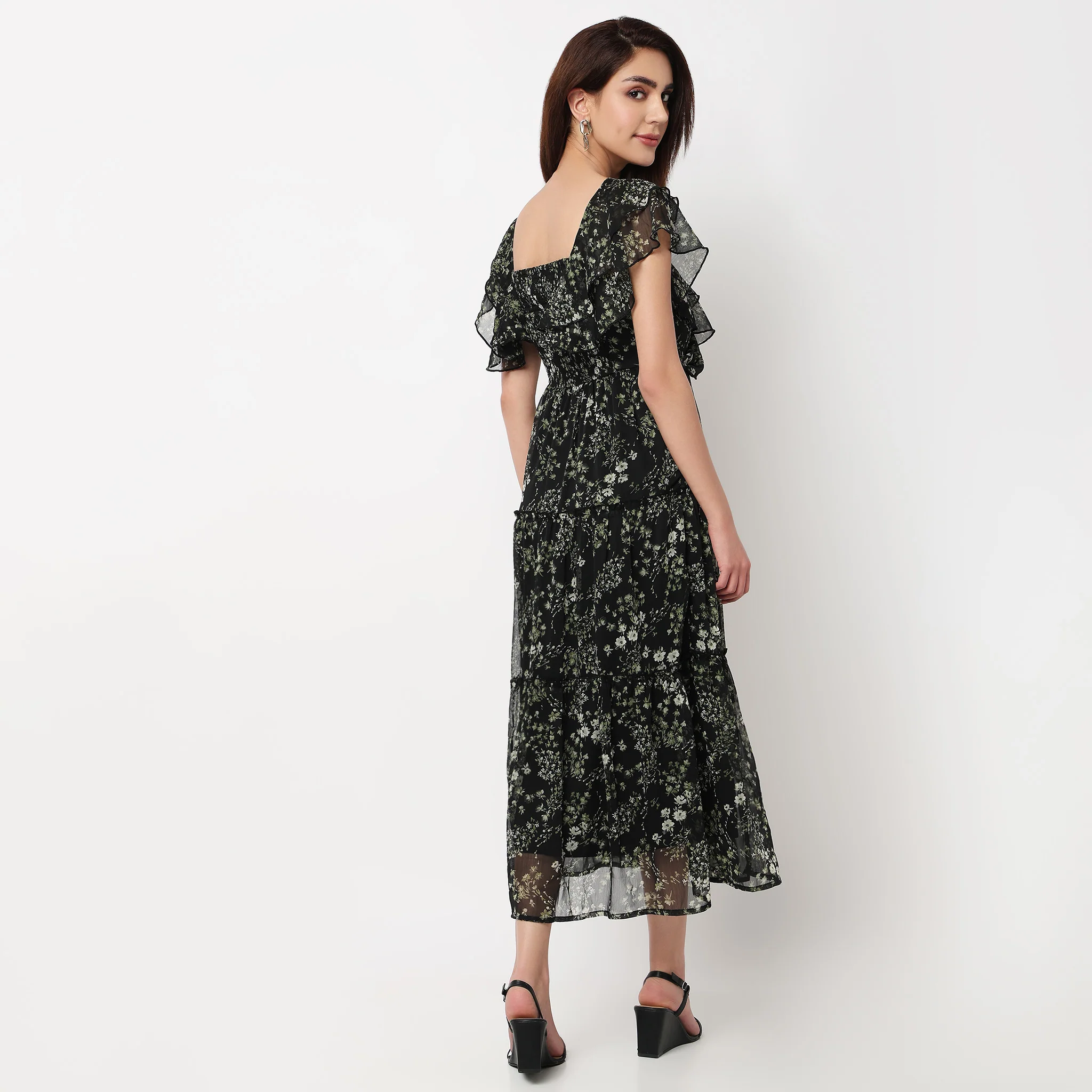 Floral Calf Length Dress - Image 3