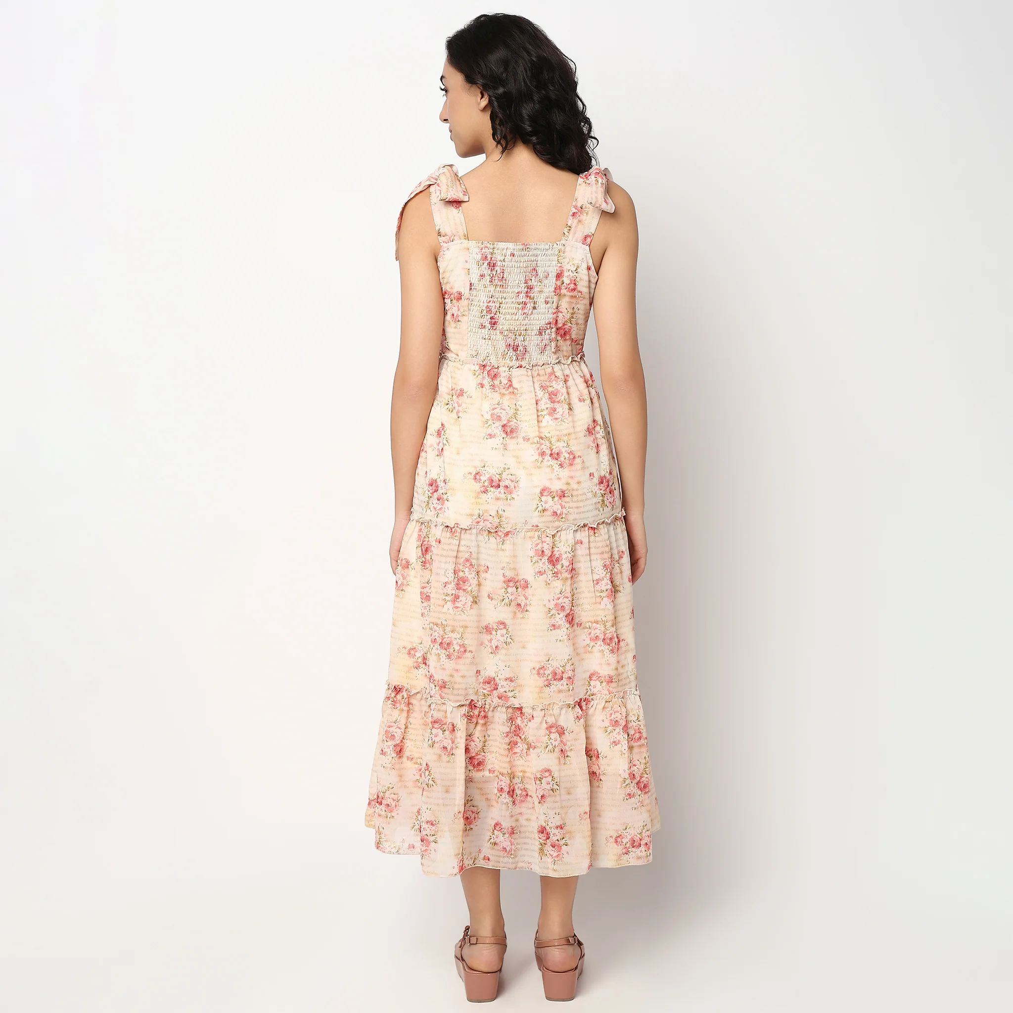 Floral Tie-Up Straps Flare Fit Dress - Image 3