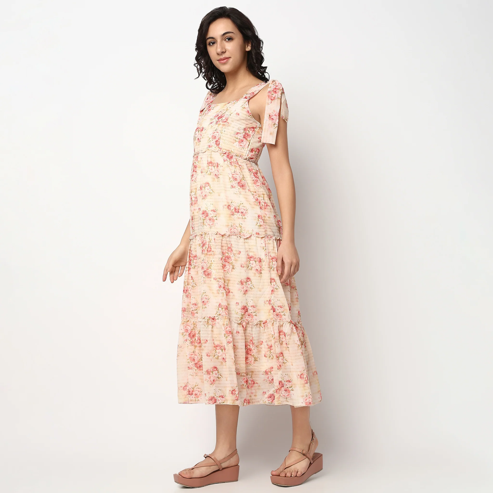 Floral Tie-Up Straps Flare Fit Dress - Image 5
