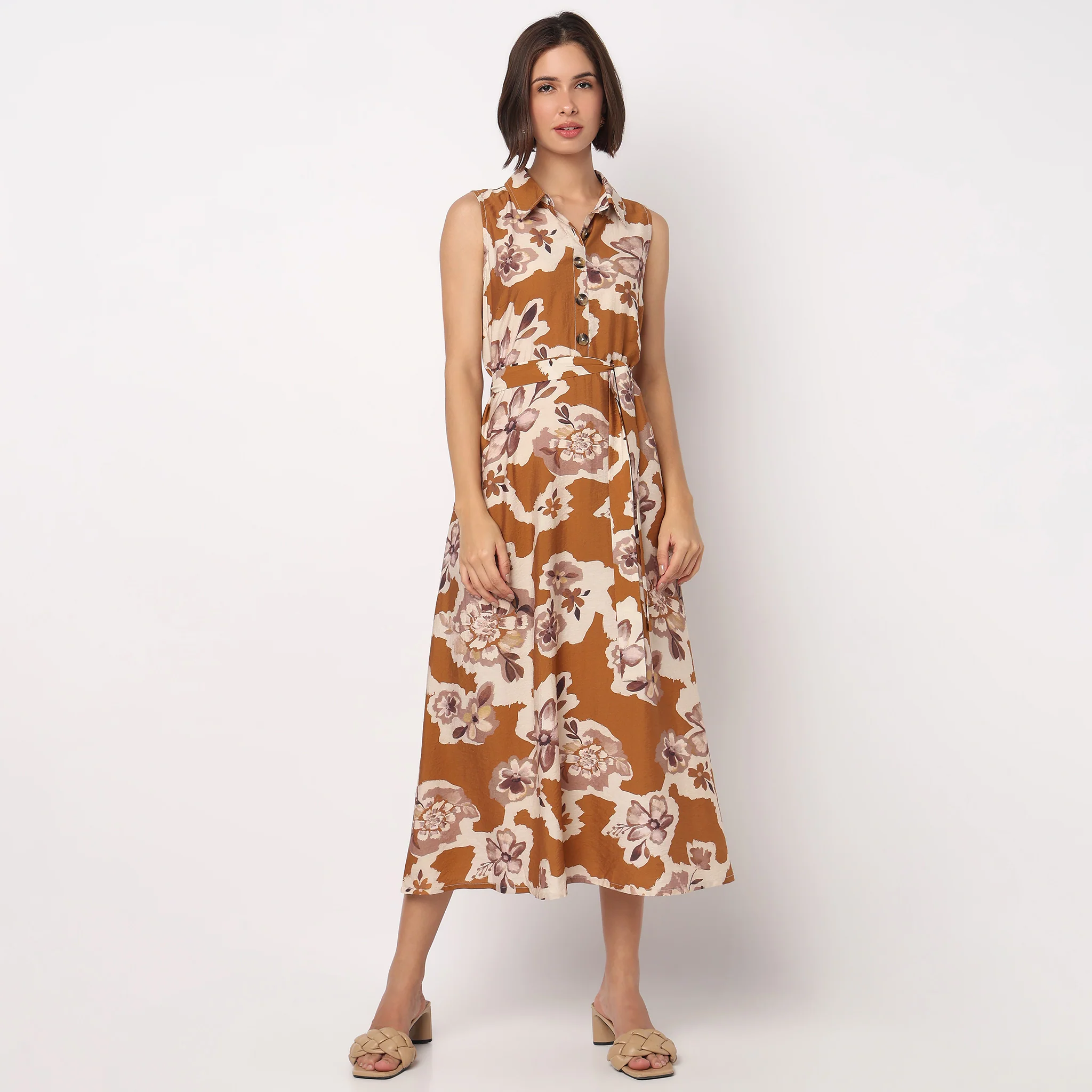 Floral Collar Sleeveless Dress - Image 2