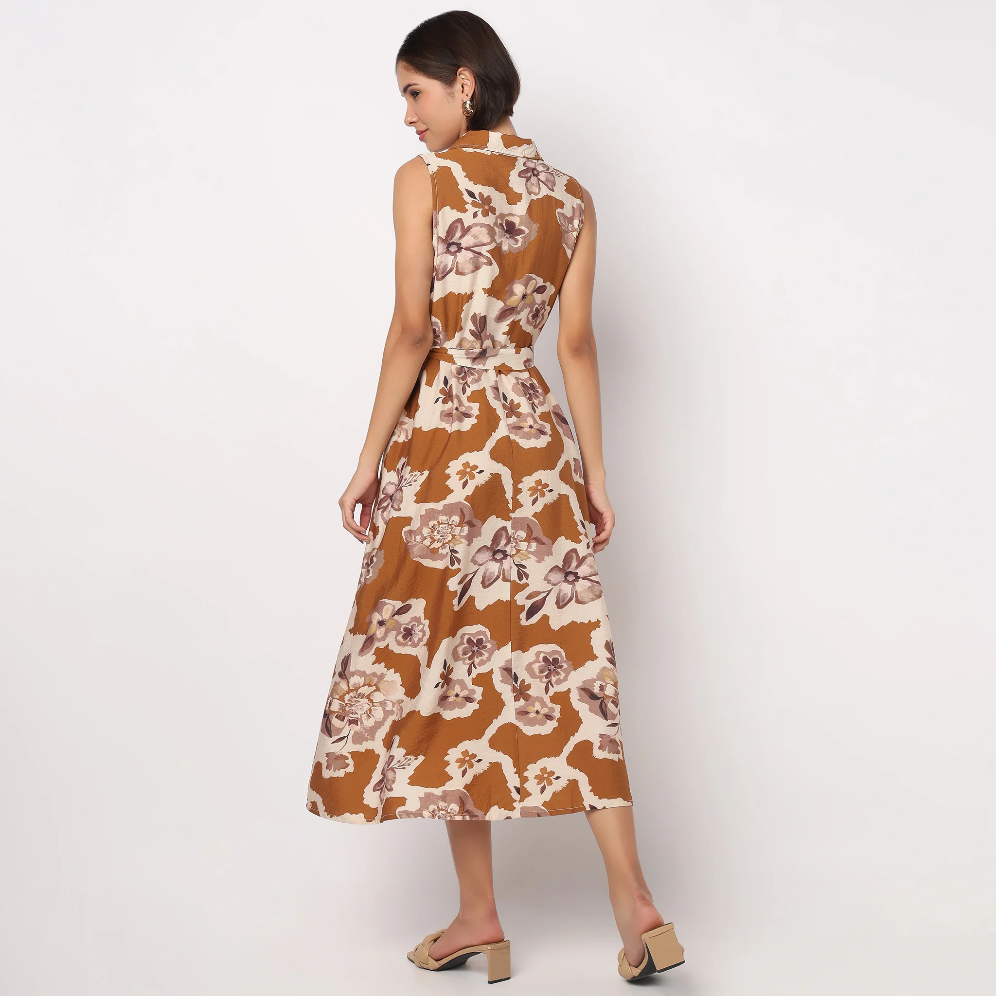 Floral Collar Sleeveless Dress - Image 3