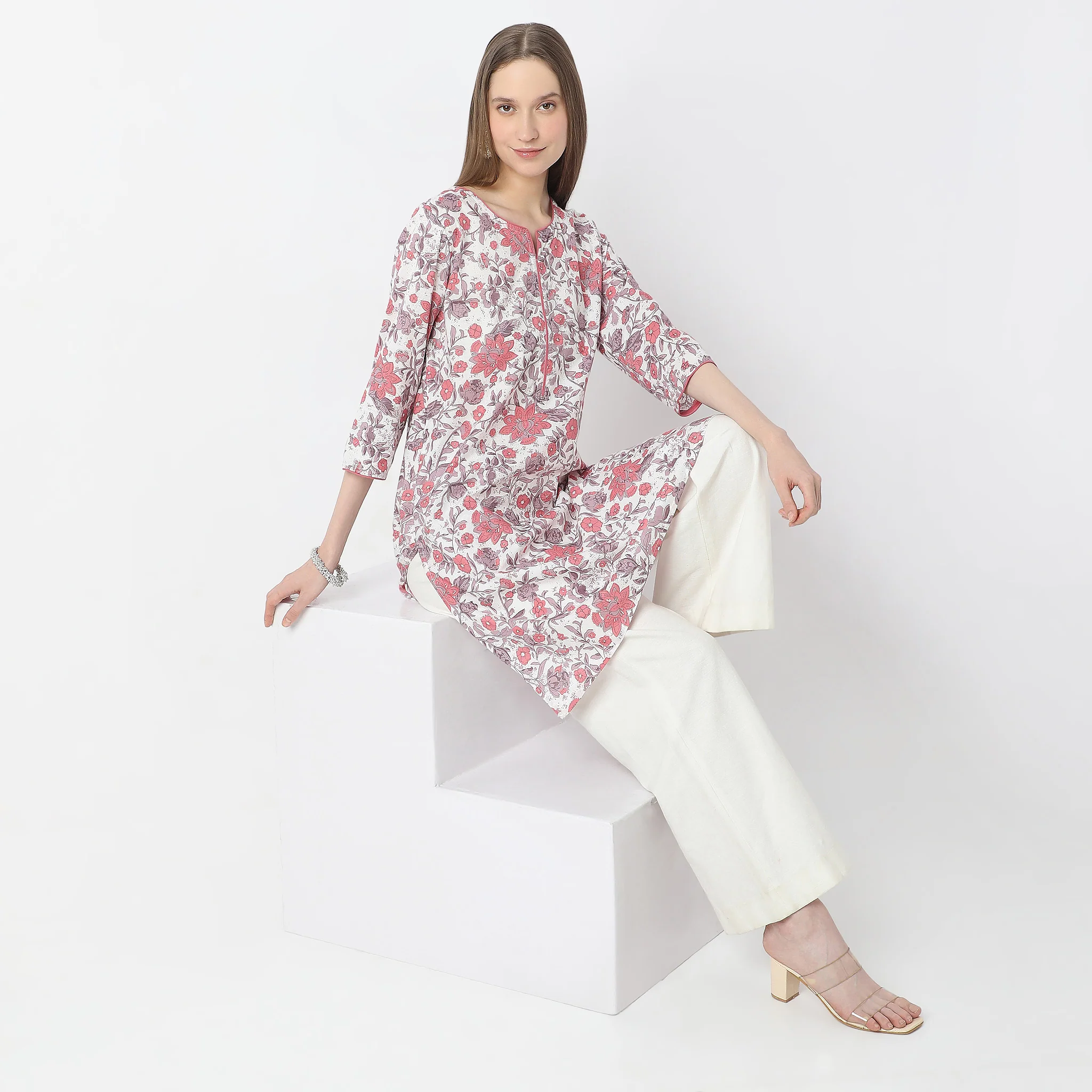 Floral Print Straight Kurta