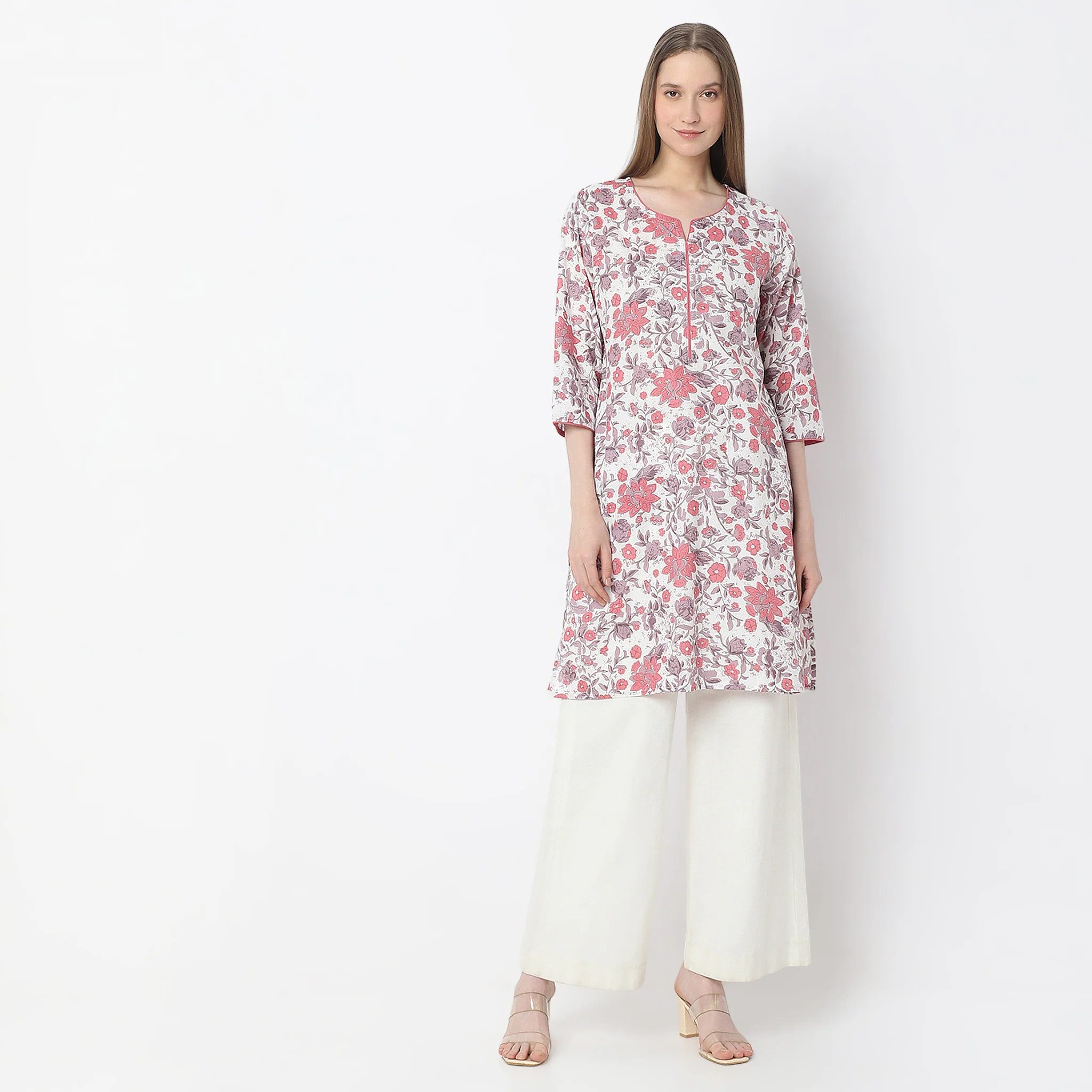 Floral Print Straight Kurta - Image 2
