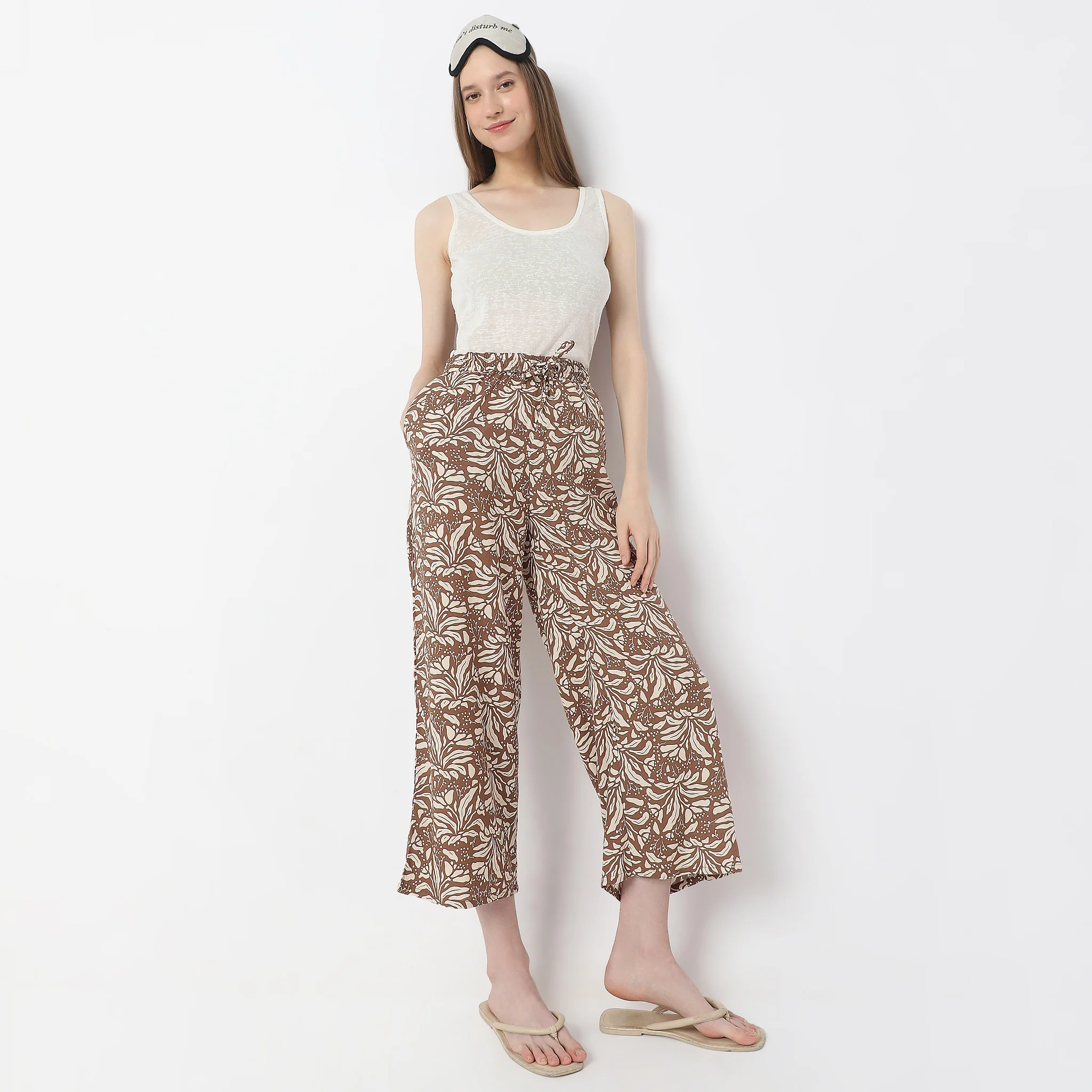 Floral Print Fashion Mid-Rise Lounge Palazzos