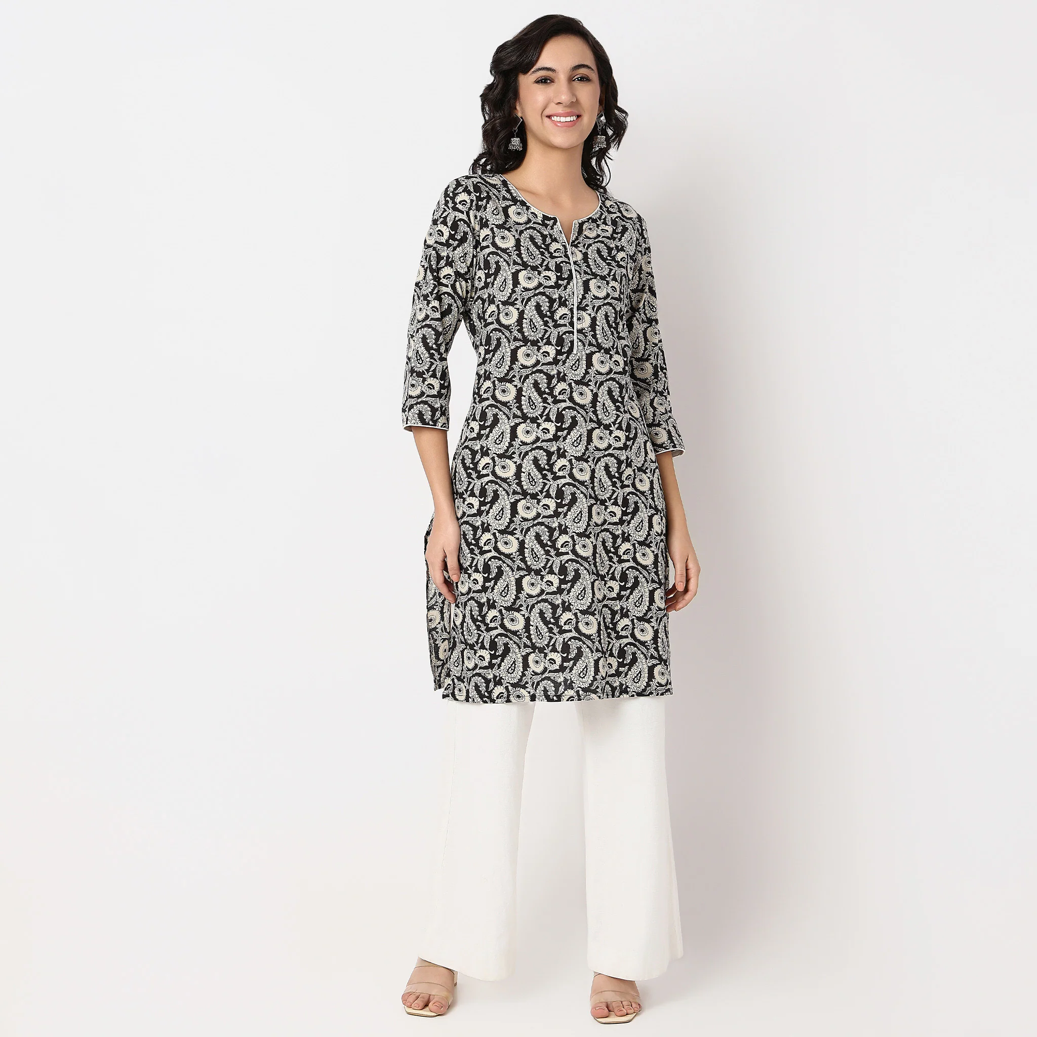 Floral Print Long Kurta - Image 2