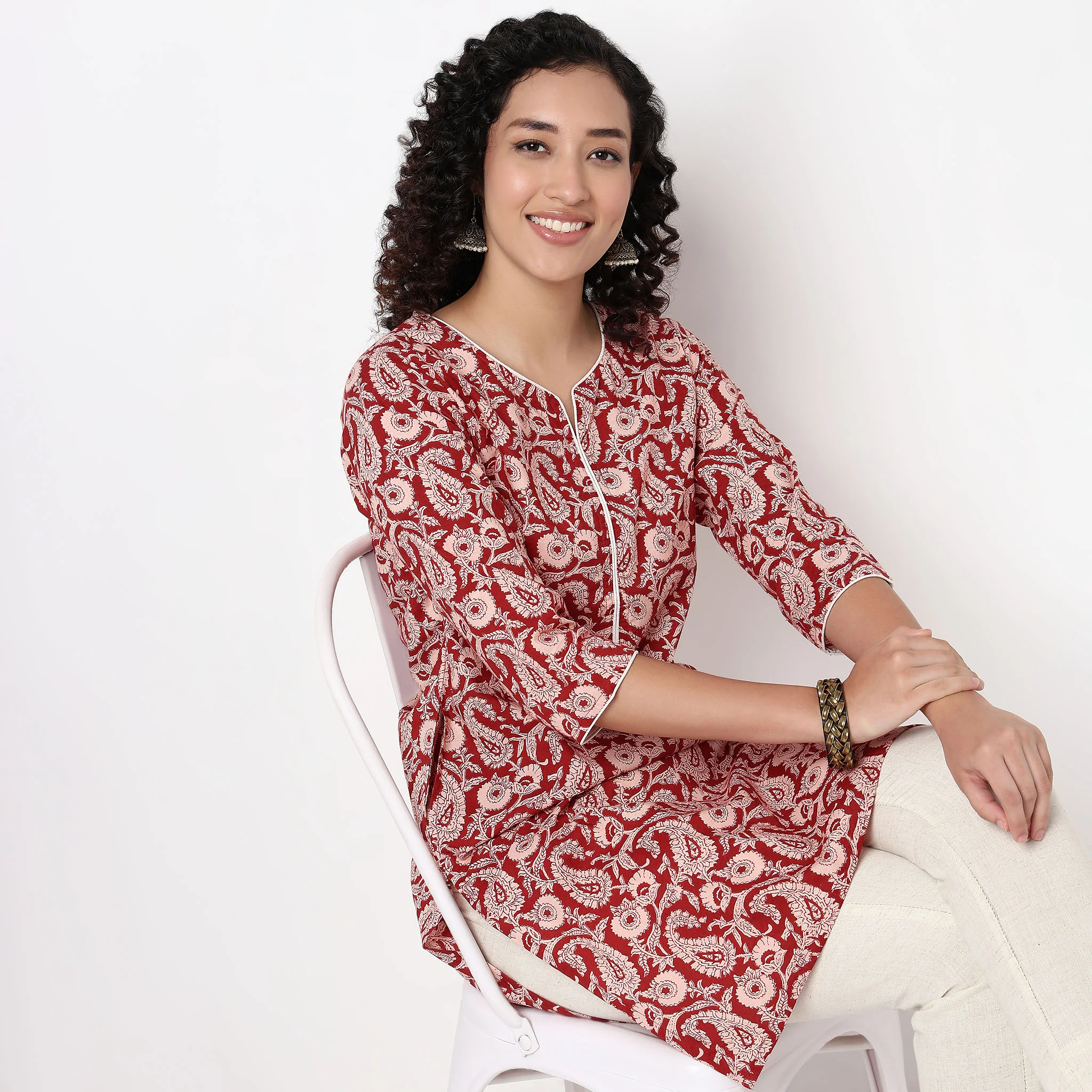 Floral Print Long Kurta - Image 6
