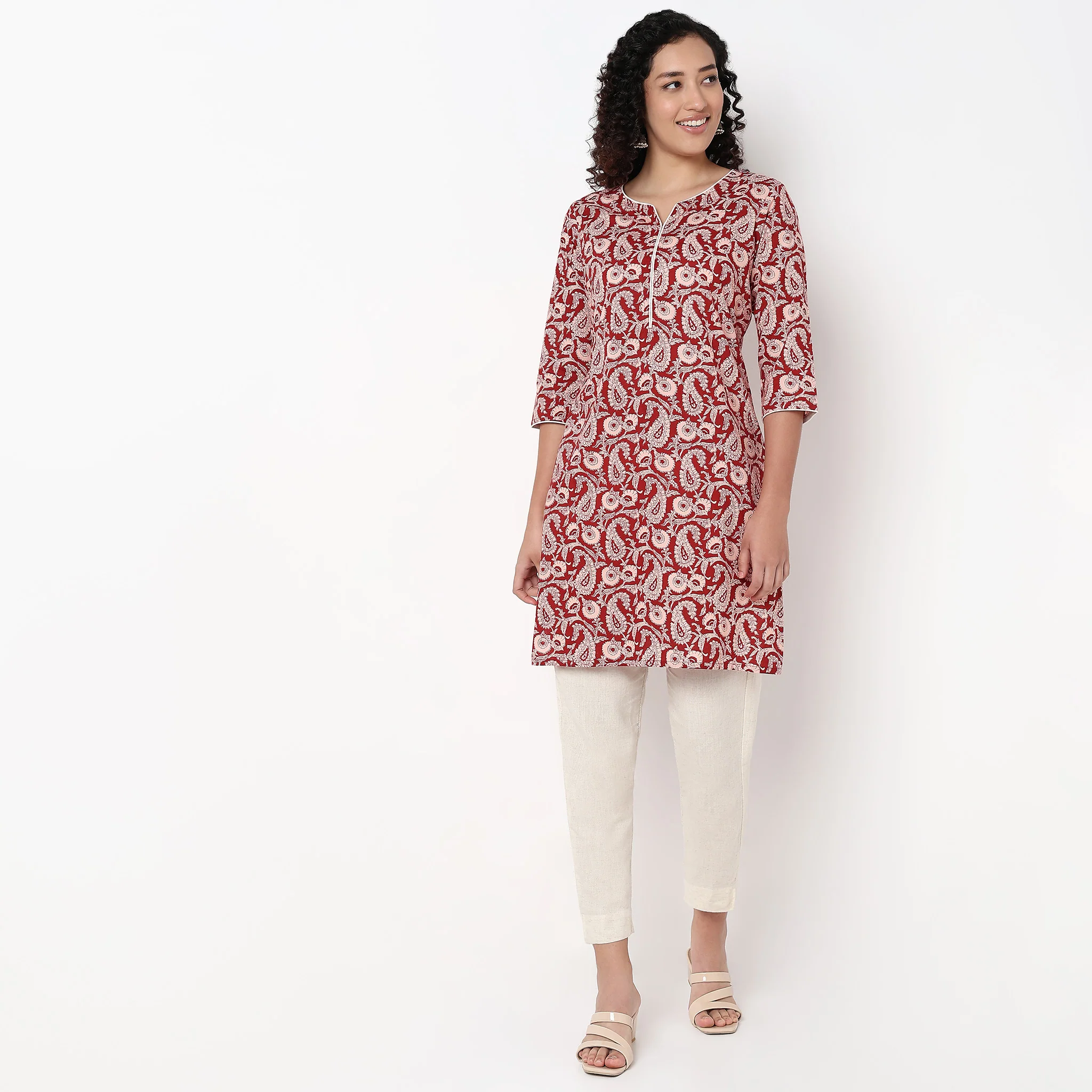 Floral Print Long Kurta - Image 7