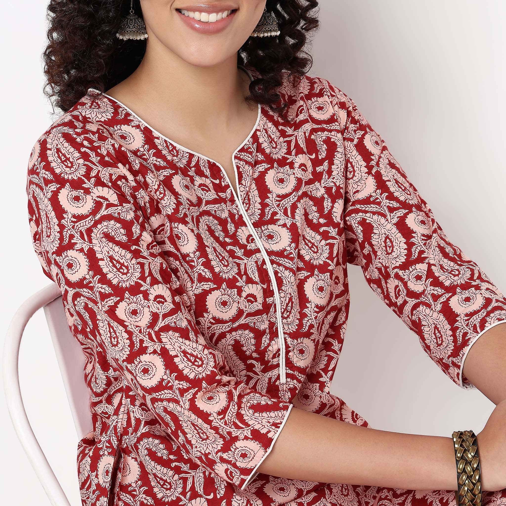 Floral Print Long Kurta - Image 9