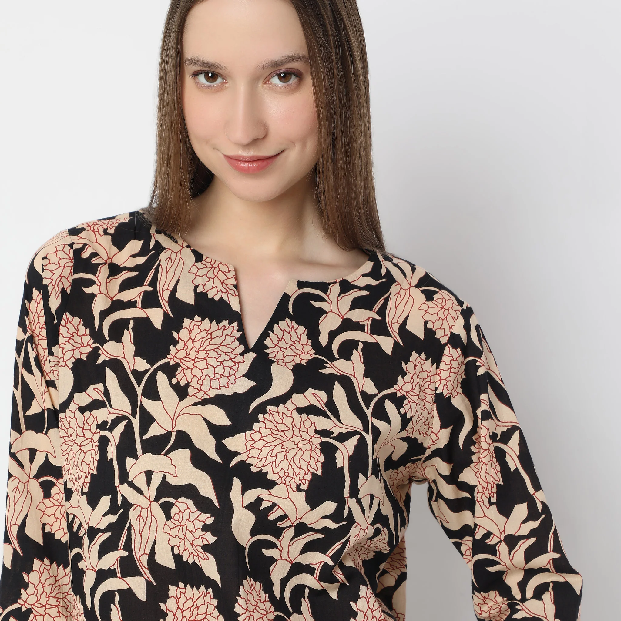 Floral Print Kurta With Pyjama Sleepwear Set - Image 4
