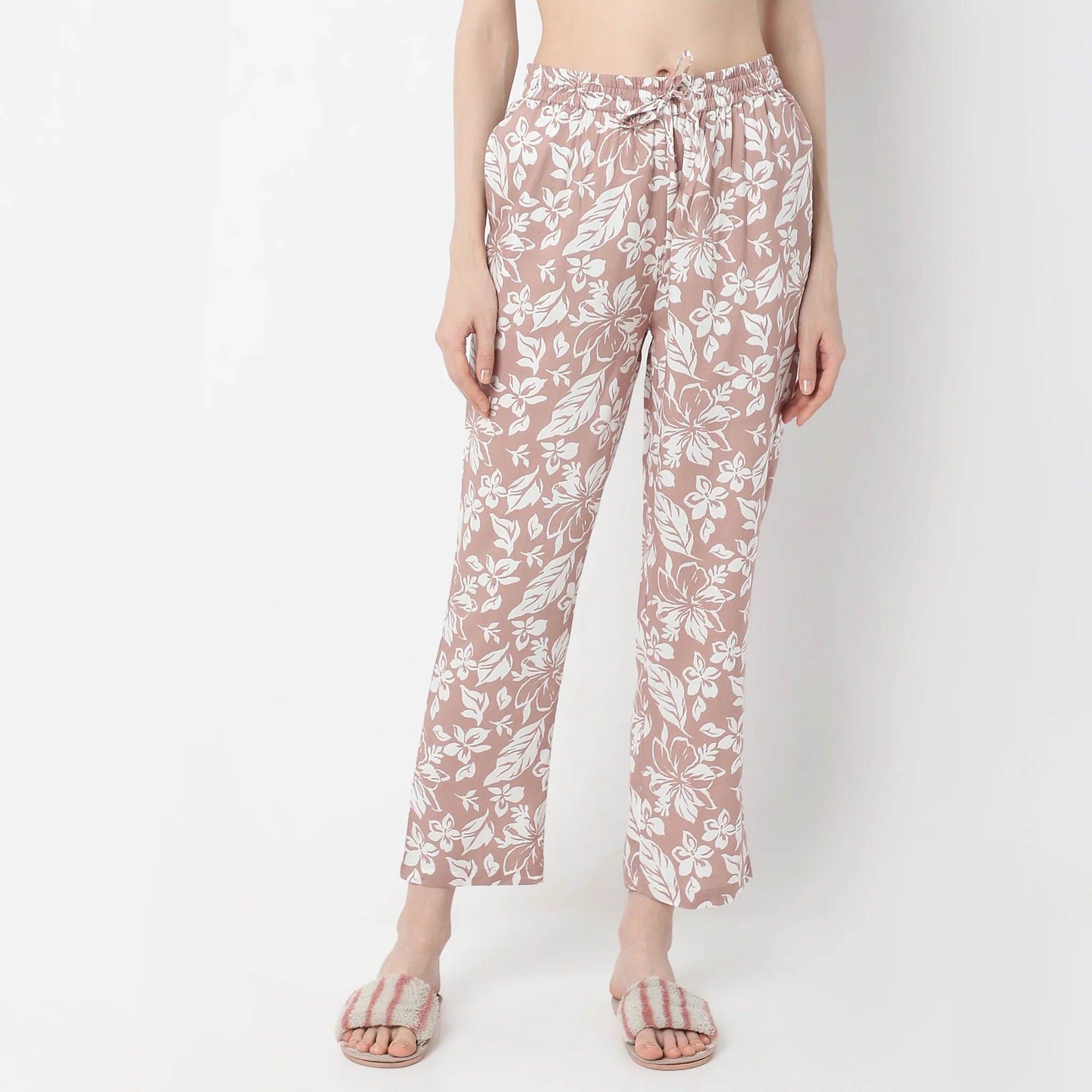 Floral Print Lapel Collar Short Sleeve Shirt With Pyjama Sleepwear Set - Image 6