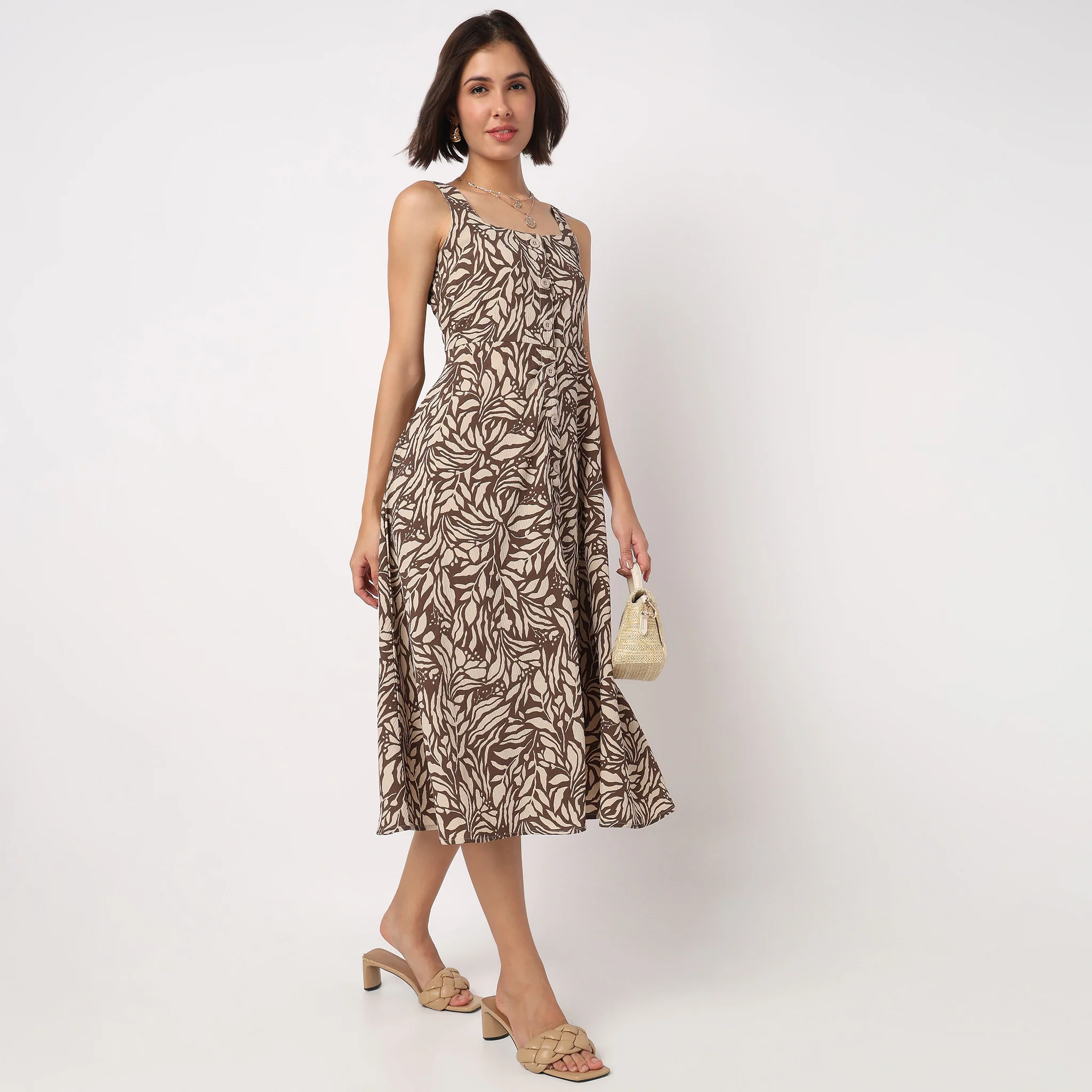 Floral Strappy Flared Dress - Image 5