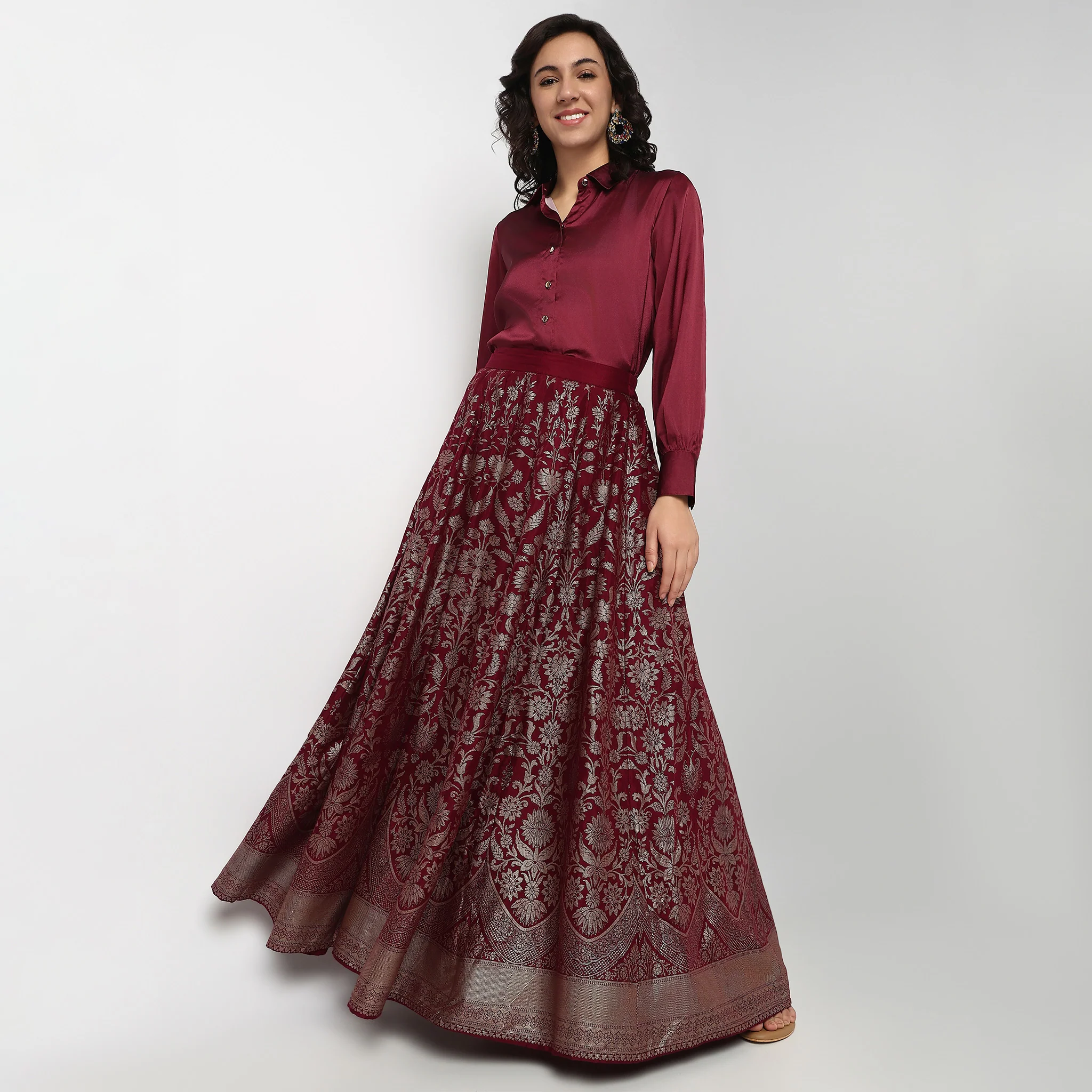 Foil Print Kalidar Skirt