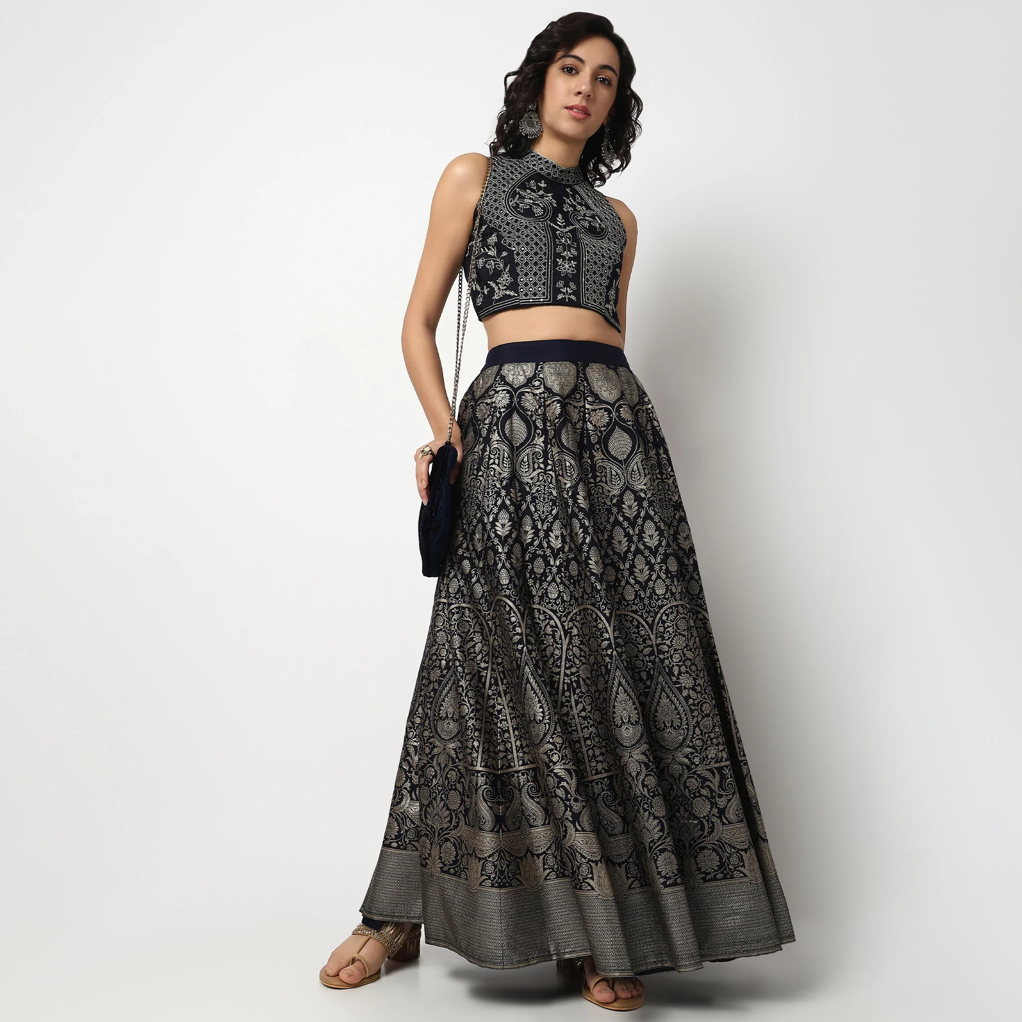 Foil Print Kalidar Skirt