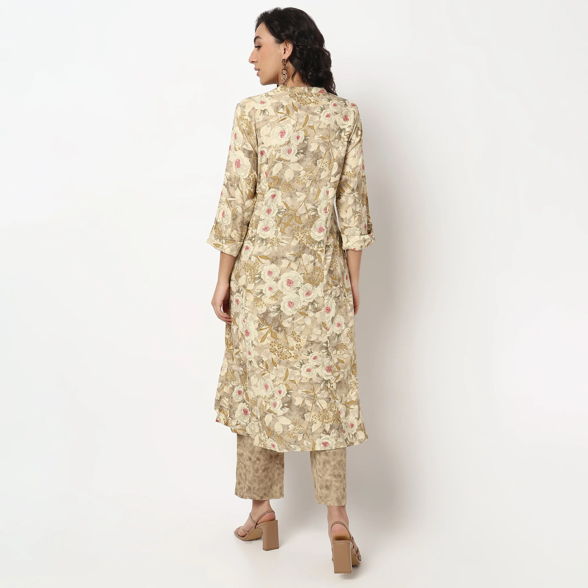 Foil Print Princess Panel Kurta Set with Pants - Image 3