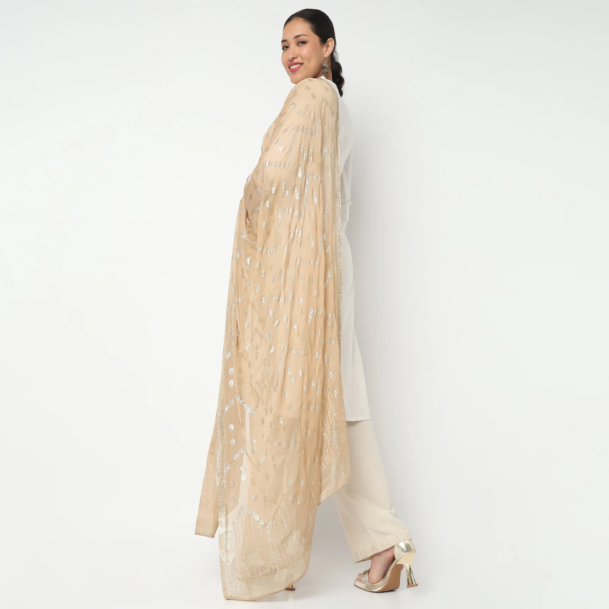 Foil Printed Chiffon Dupatta - Image 2