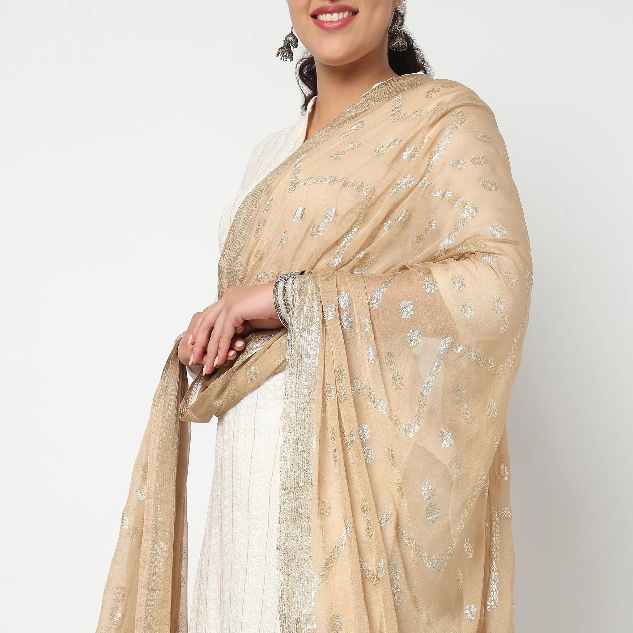 Foil Printed Chiffon Dupatta - Image 3
