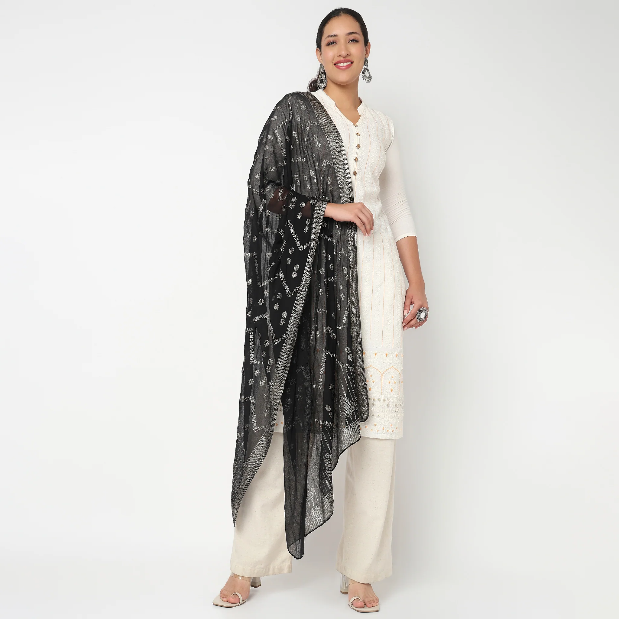 Foil Printed Chiffon Dupatta - Image 4