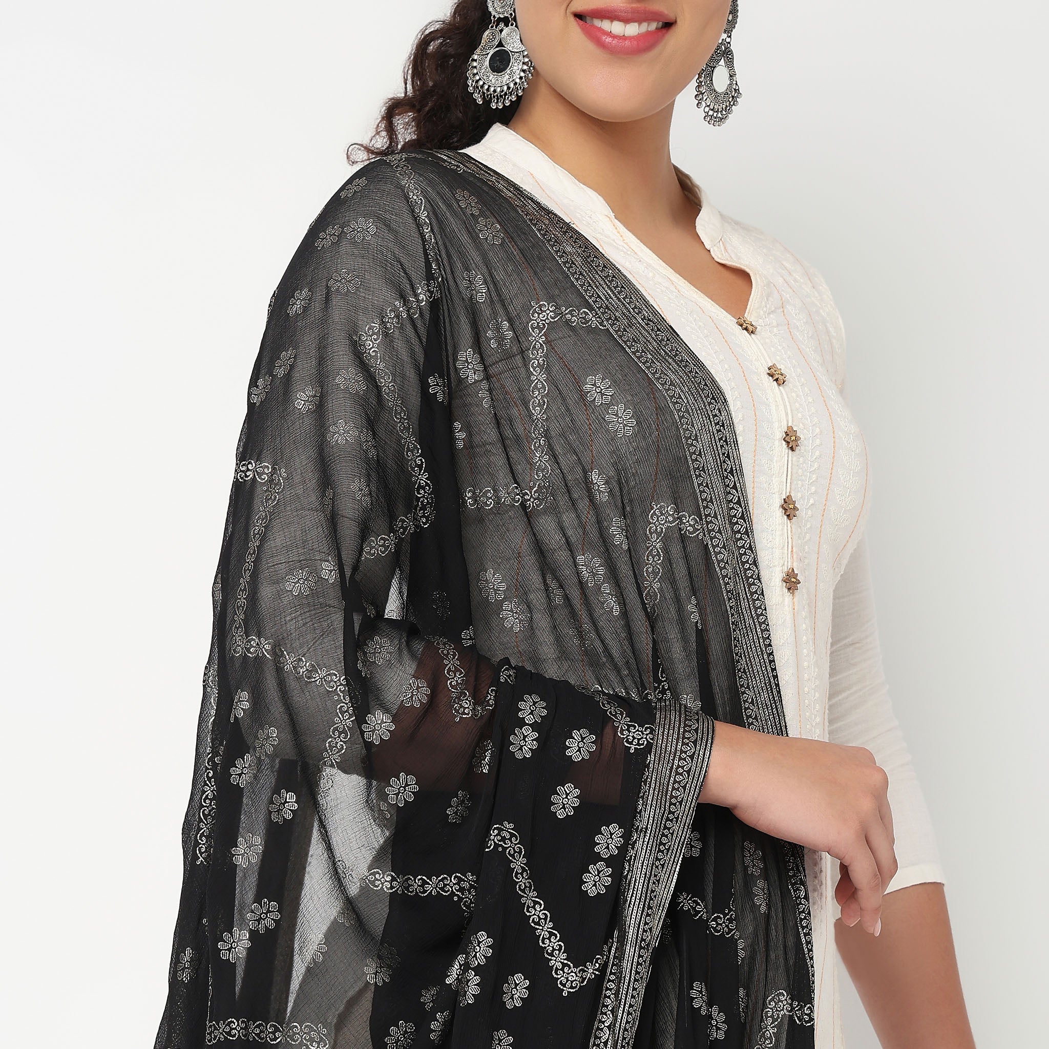 Foil Printed Chiffon Dupatta - Image 6