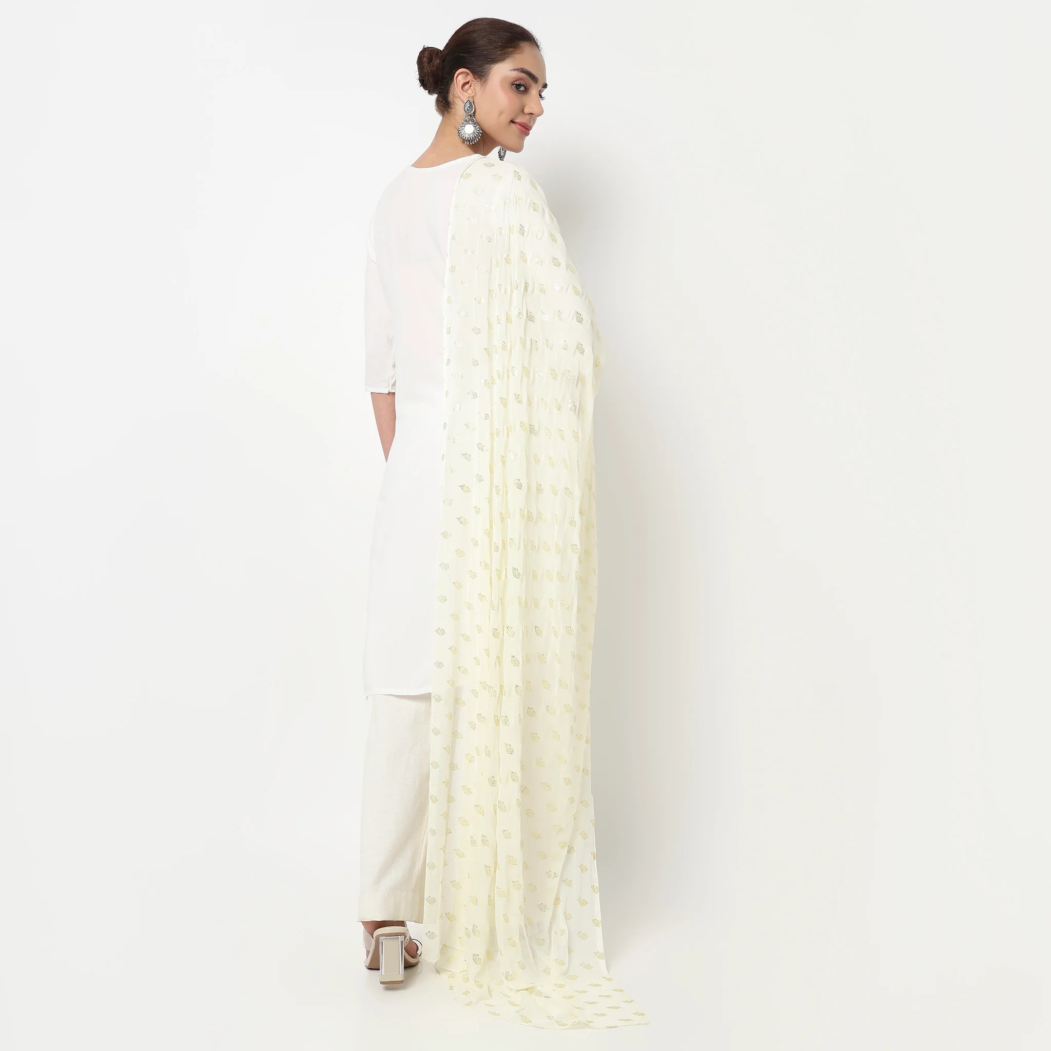 Foil Printed Chiffon Dupatta - Image 2