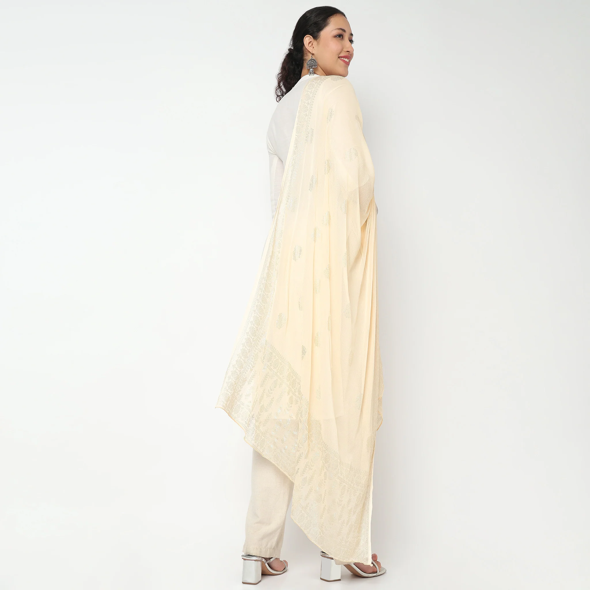 Foil Printed Chiffon Dupatta - Image 2