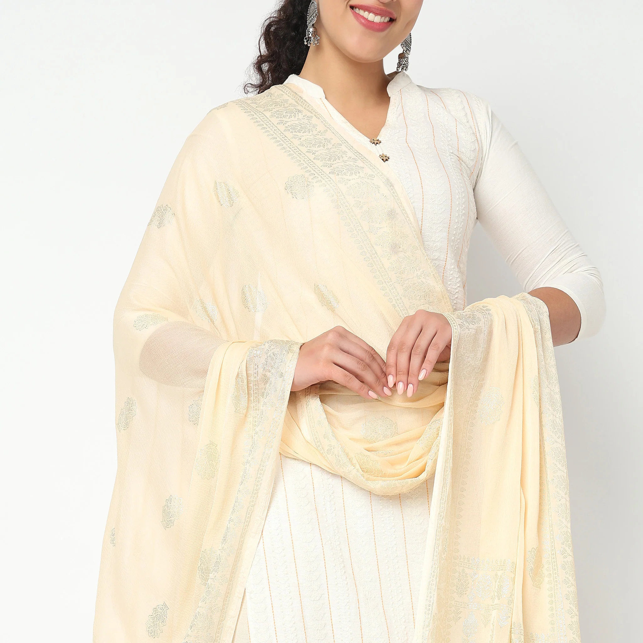 Foil Printed Chiffon Dupatta - Image 3