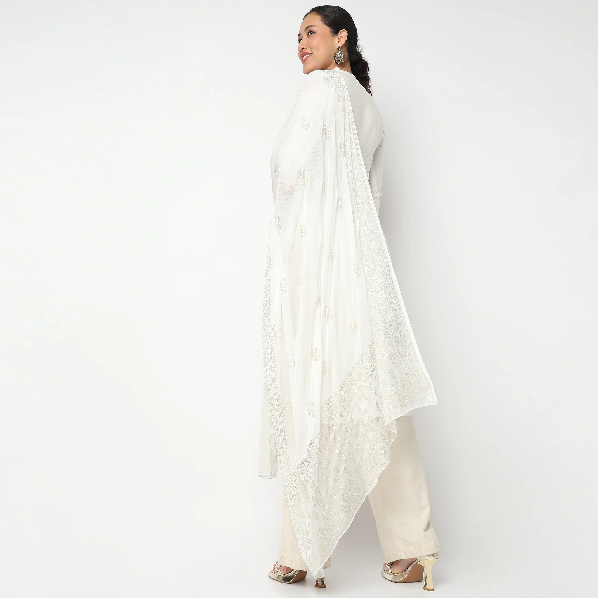 Foil Printed Chiffon Dupatta - Image 5