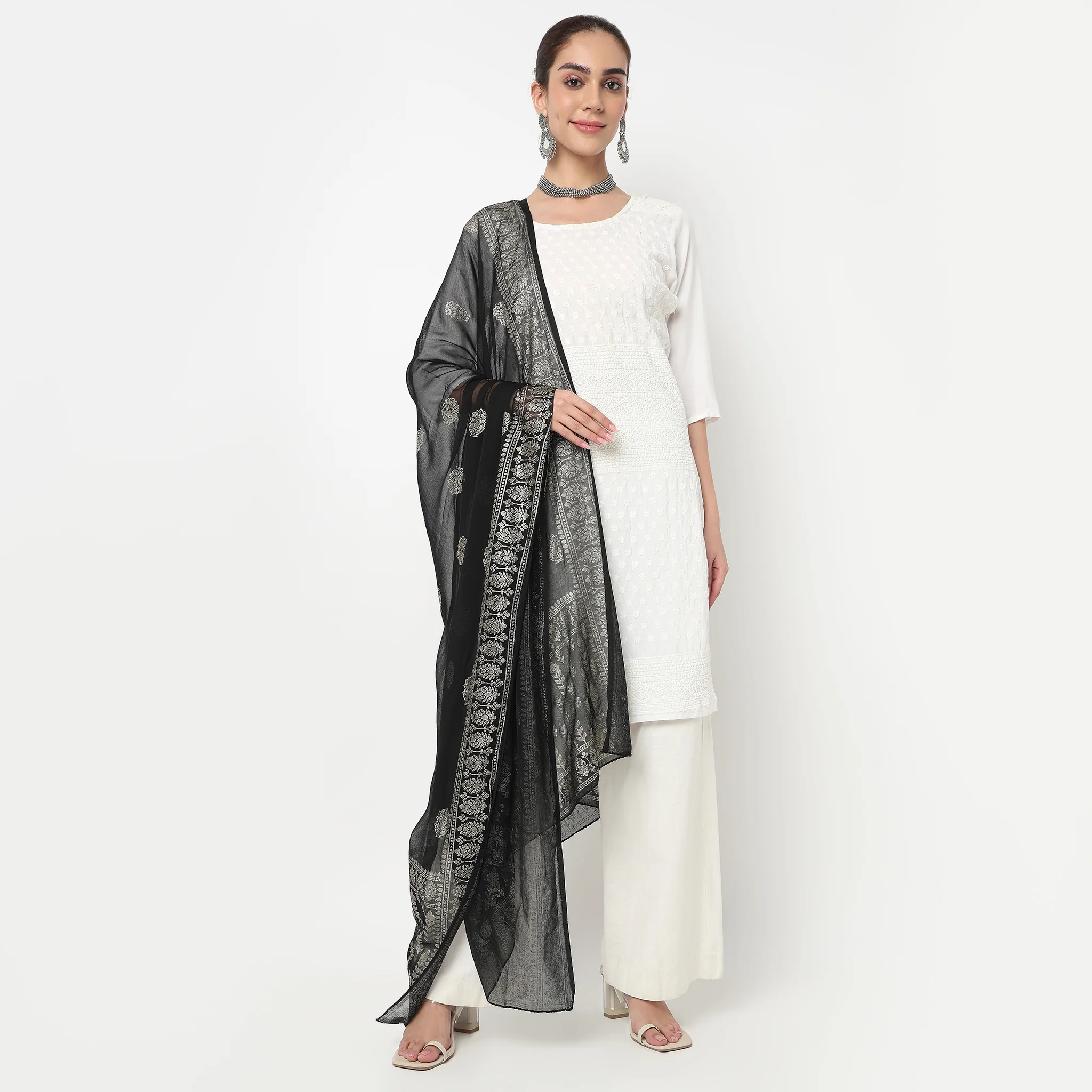 Foil Printed Chiffon Dupatta - Image 7